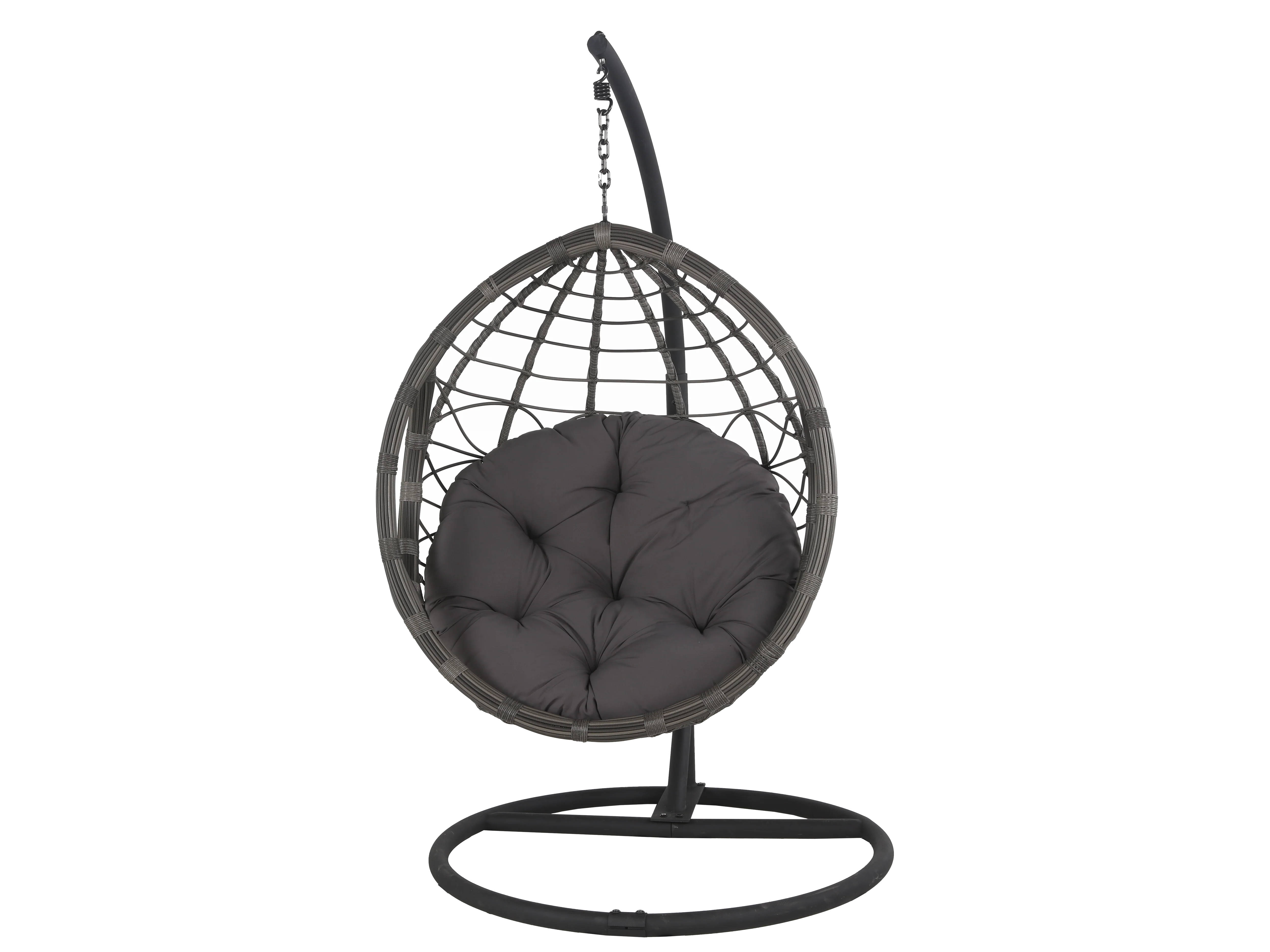 490-gray-hanging-egg-chair-with-stand-cushion-steel-frame-all-weather-wicker-2.webp Gray Hanging Egg Chair with Stand & Cushion – Steel Frame, All-Weather Wicker
