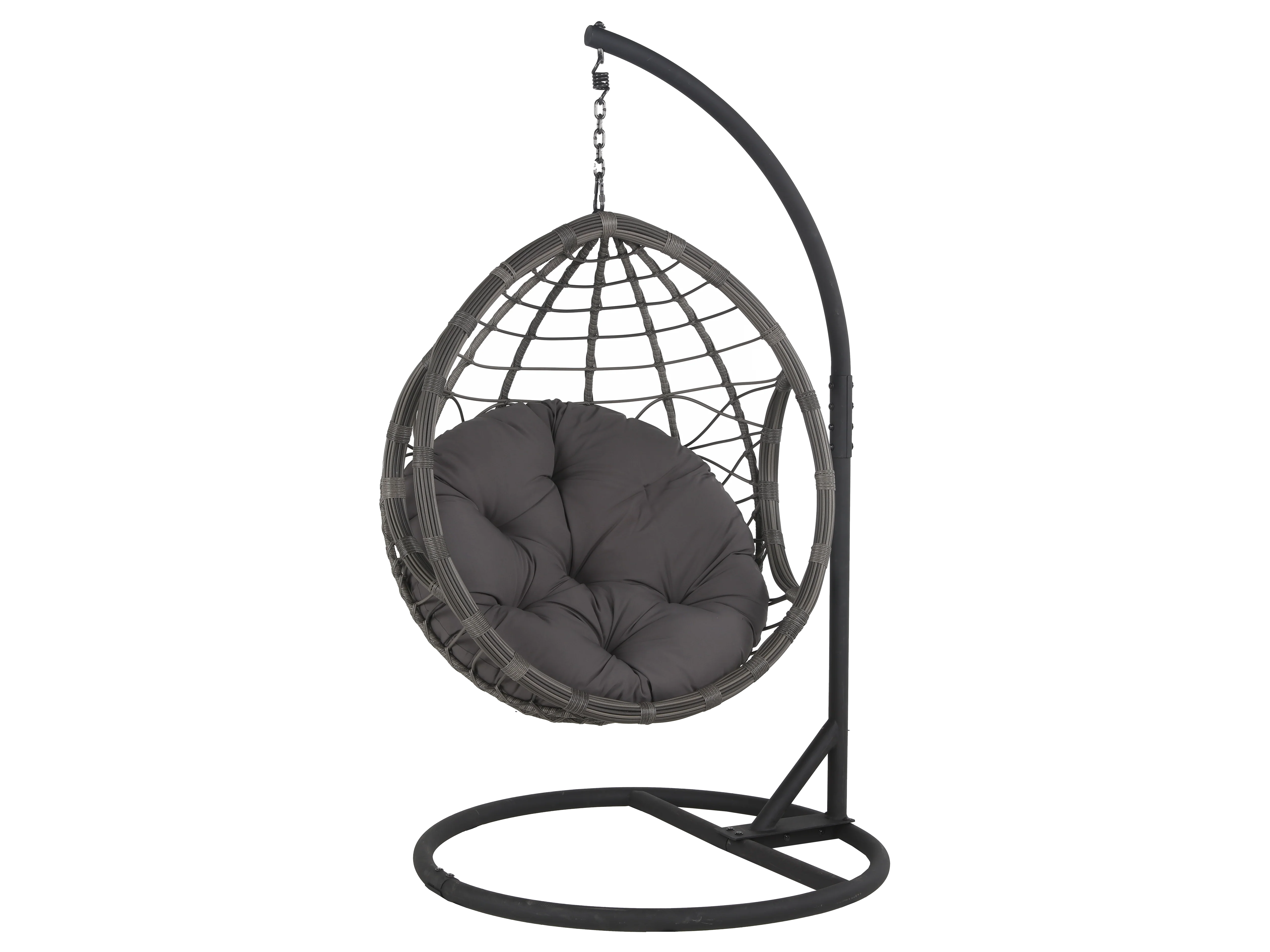 490-gray-hanging-egg-chair-with-stand-cushion-steel-frame-all-weather-wicker-3.webp Gray Hanging Egg Chair with Stand & Cushion – Steel Frame, All-Weather Wicker