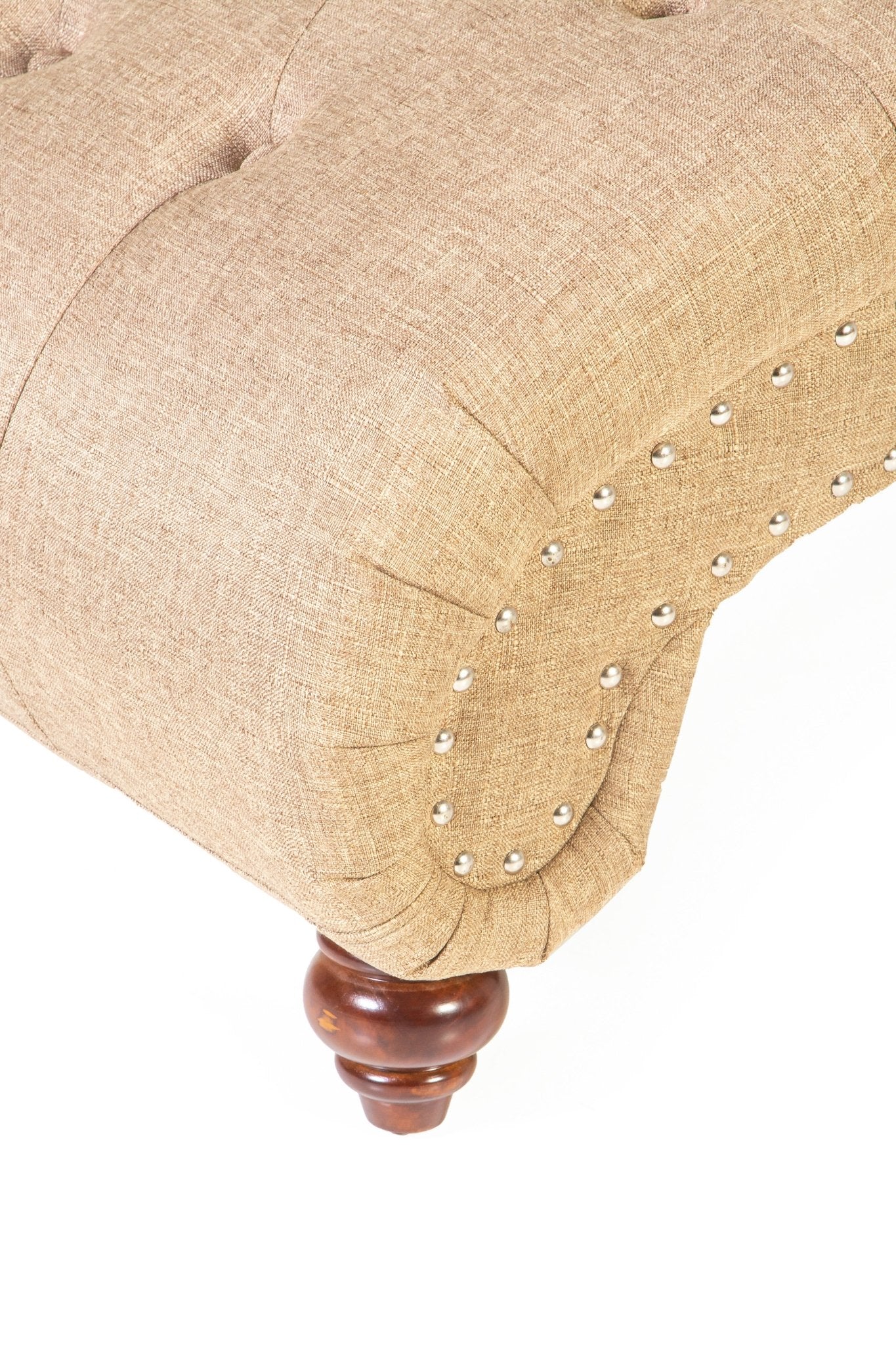 491-light-brown-tufted-chaise-lounge-with-nailhead-trim-bolster-pillow-3.jpg Light Brown Tufted Chaise Lounge with Nailhead Trim & Bolster Pillow
