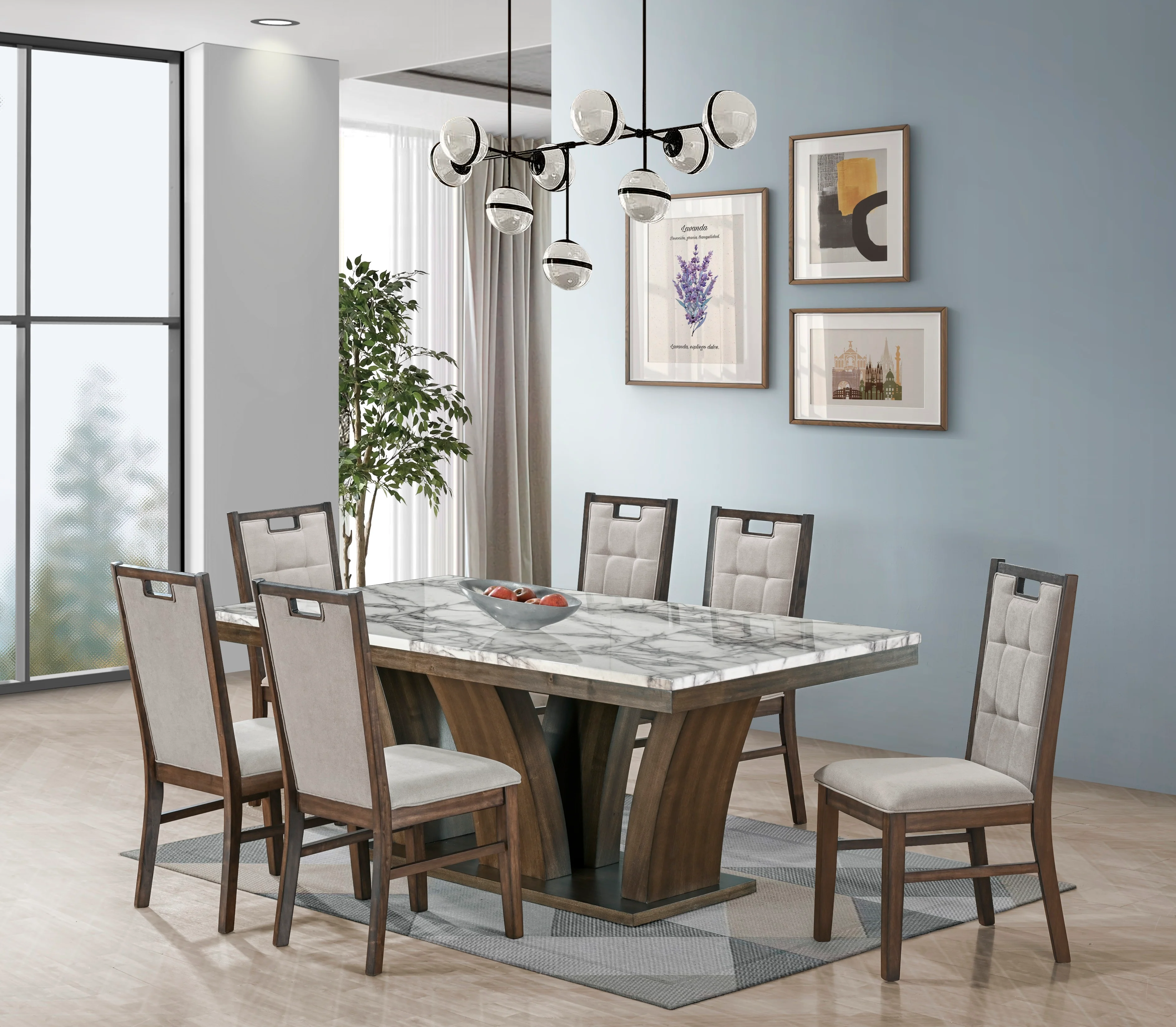 492-rustic-brown-faux-marble-7-piece-dining-set-table-6-upholstered-side-chairs-1.webp Rustic Brown Faux Marble 7-Piece Dining Set (Table + 6 Upholstered Side Chairs)