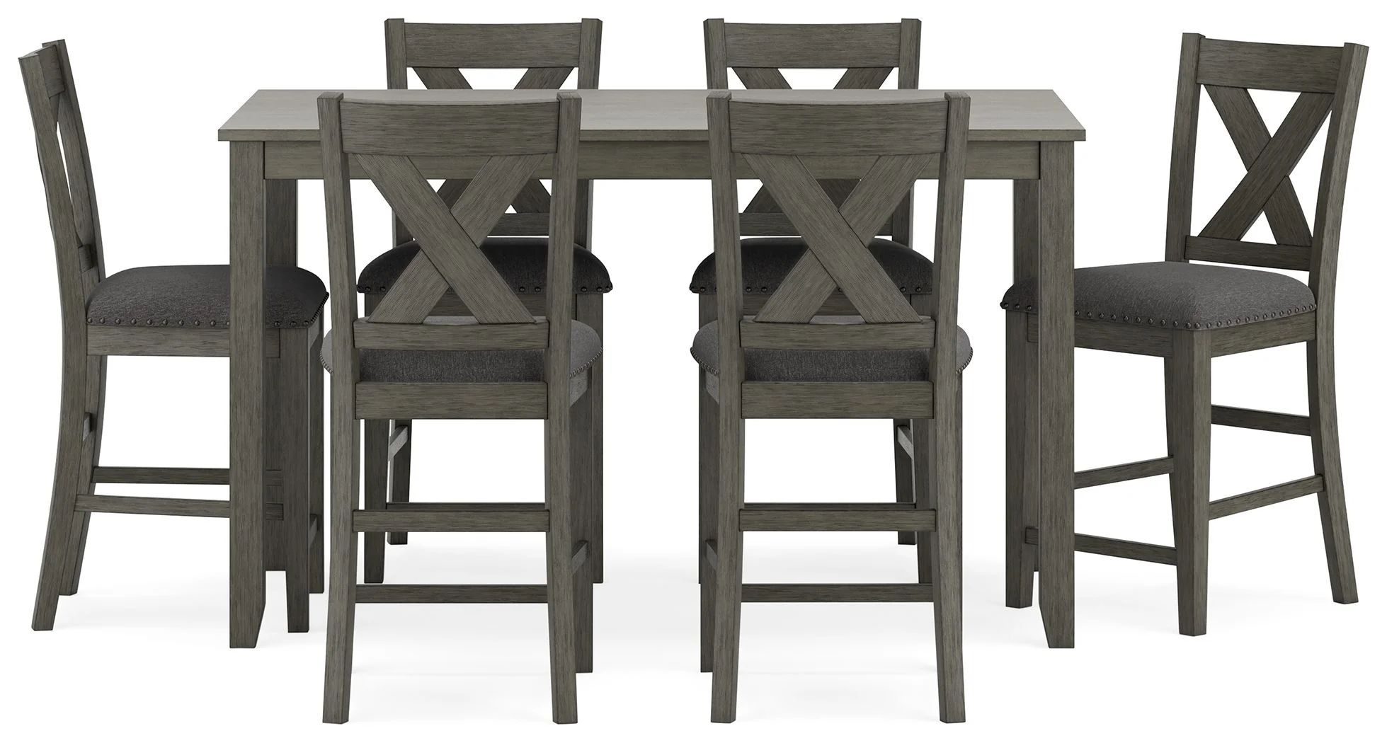 Caitbrook - Rect Drm Counter Table Set (Set of 7) - Gray