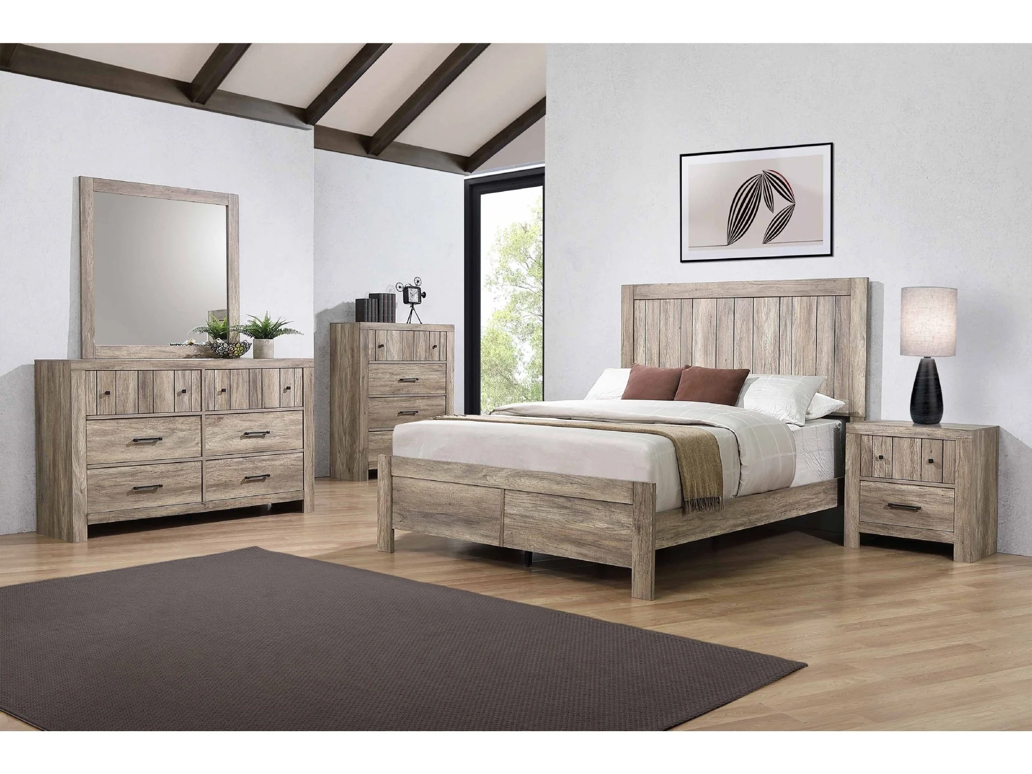 6 Piece Modern Farmhouse Bedroom Set - Queen
