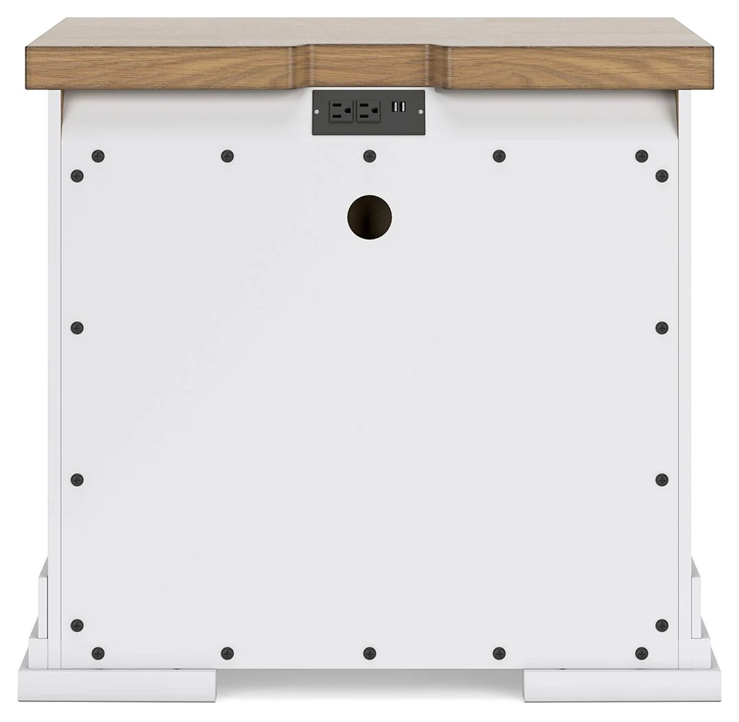 Ashbryn - Three Drawer Night Stand - White / Natural