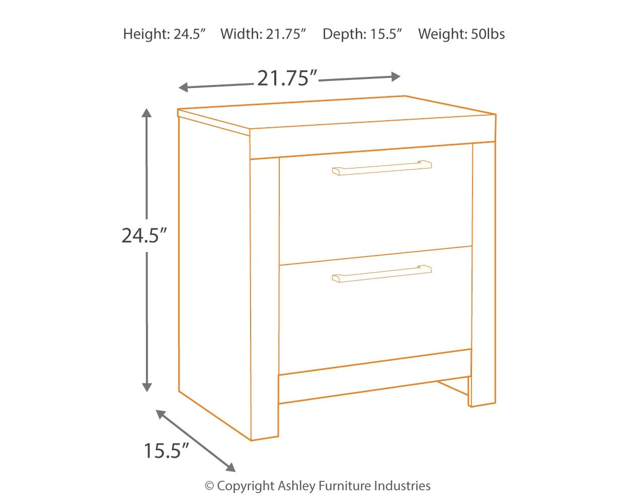 Derekson - Two Drawer Night Stand - Multi Gray