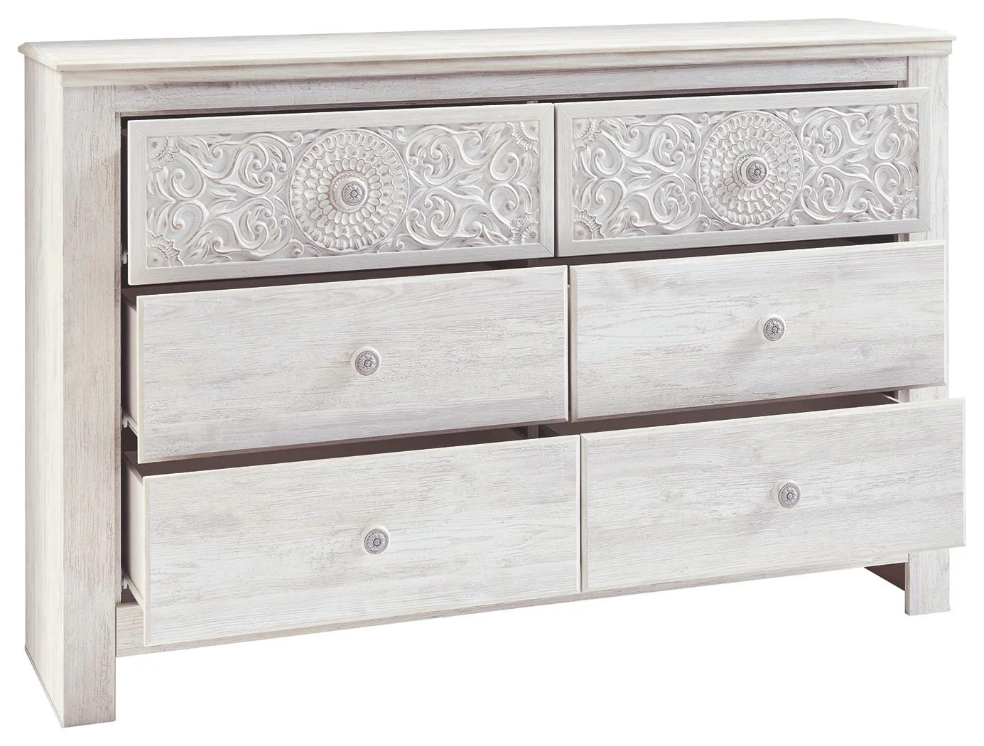4992-paxberry-six-drawer-dresser-medallion-drawer-pulls-whitewash-4.webp Paxberry - Six Drawer Dresser - Medallion Drawer Pulls - Whitewash