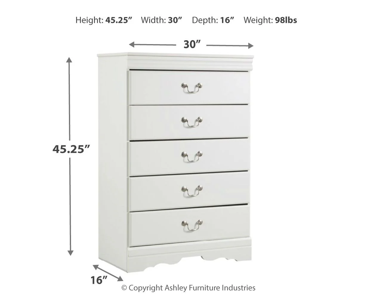 4994-anarasia-five-drawer-chest-white-2.webp Anarasia - Five Drawer Chest - White