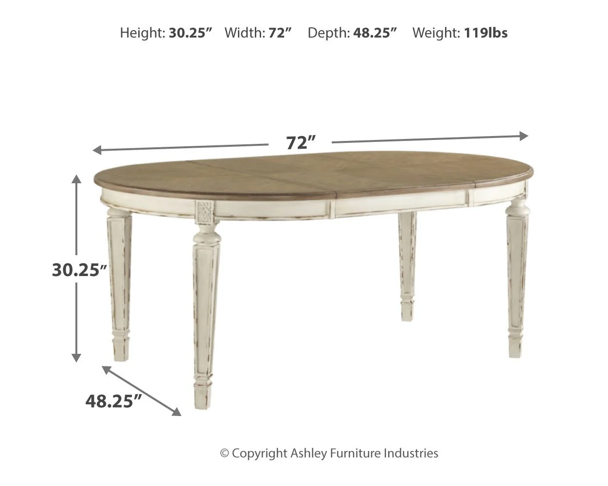 4995-realyn-oval-dining-room-extension-table-chipped-white-3.webp Realyn - Oval Dining Room Extension Table - Chipped White