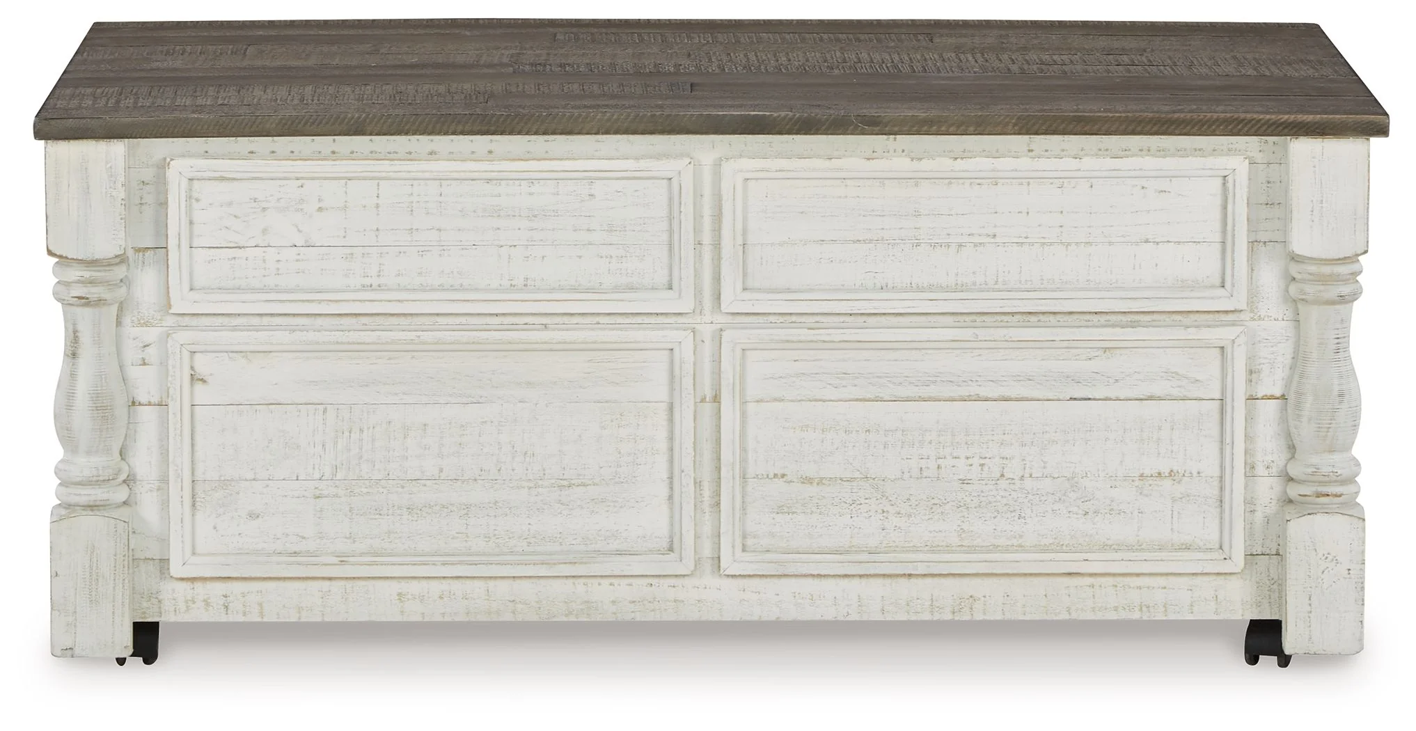 Havalance - Lift Top Cocktail Table with Storage Drawers - White / Gray