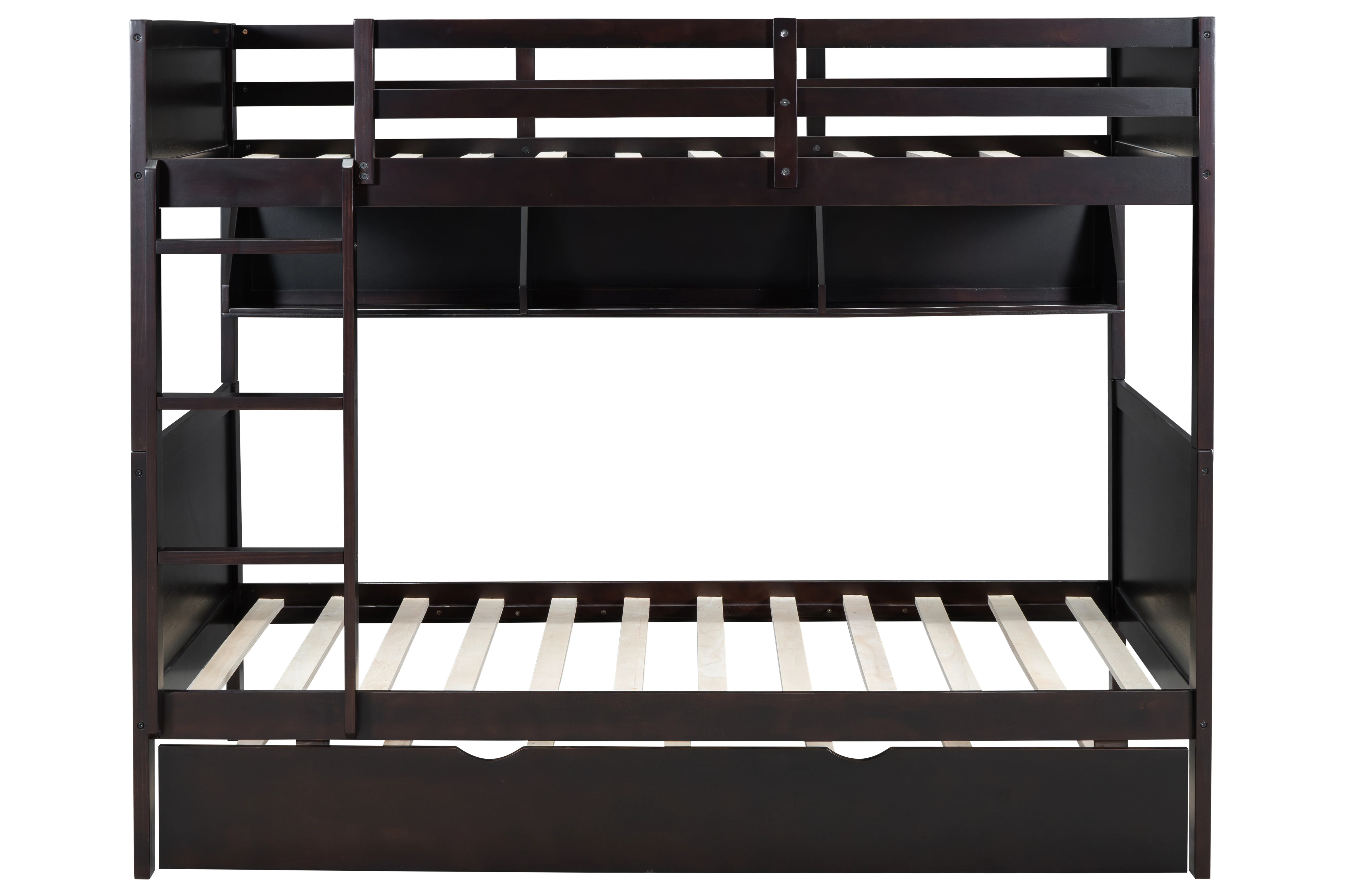50-espresso-twin-over-twin-bunk-bed-with-bookshelf-roll-out-trundle-5.webp Espresso Twin-Over-Twin Bunk Bed with Bookshelf & Roll-Out Trundle