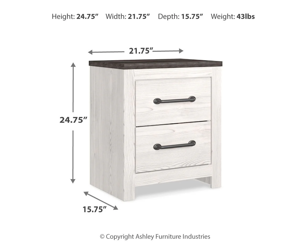 5002-gerridan-two-drawer-night-stand-white-gray-3.webp Gerridan - Two Drawer Night Stand - White / Gray