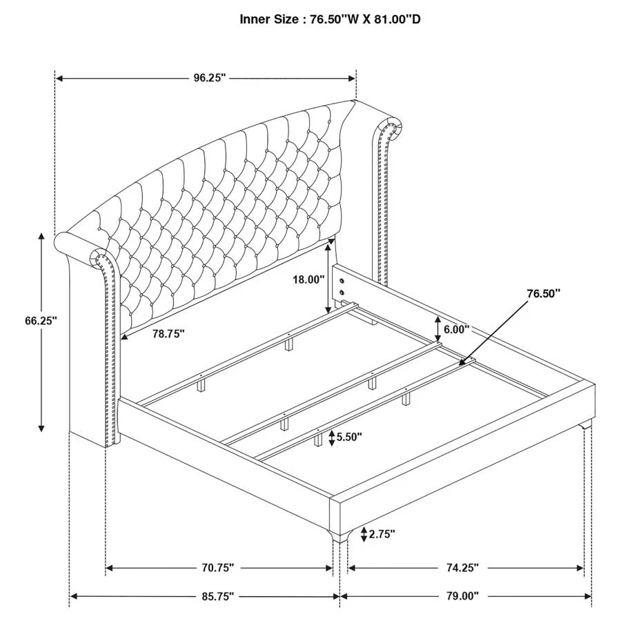 Melody - Upholstered Wingback Bed