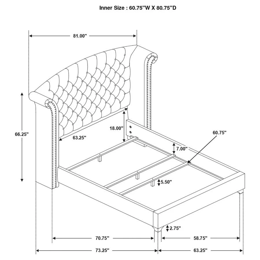 Melody - Upholstered Wingback Bed