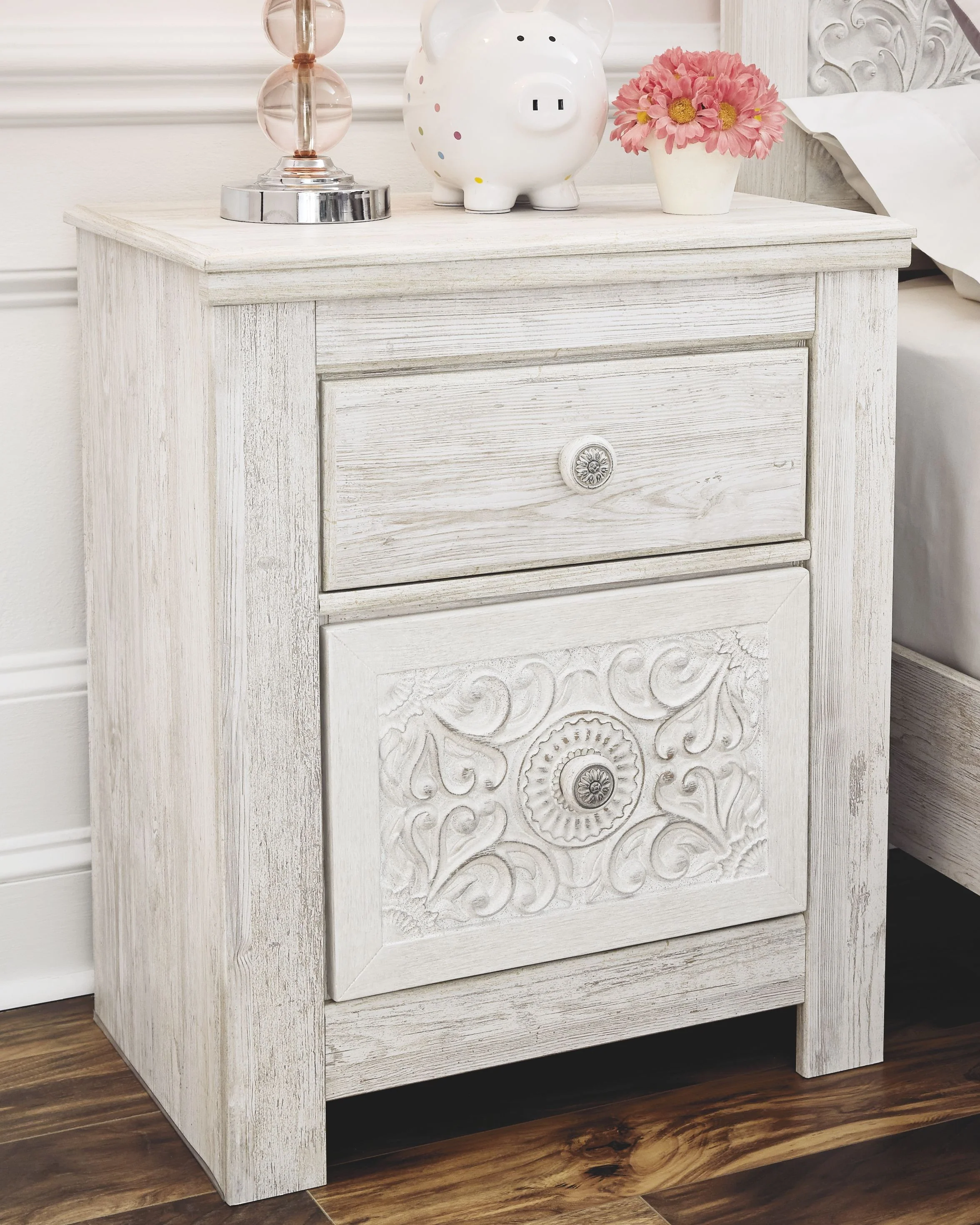 506-paxberry-two-drawer-night-stand-whitewash-3.webp Paxberry - Two Drawer Night Stand - Whitewash