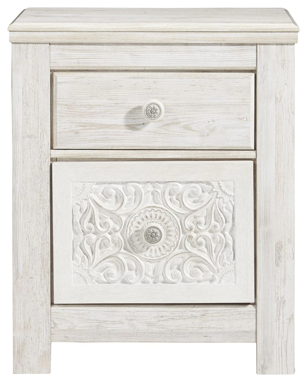 506-paxberry-two-drawer-night-stand-whitewash-4.webp Paxberry - Two Drawer Night Stand - Whitewash