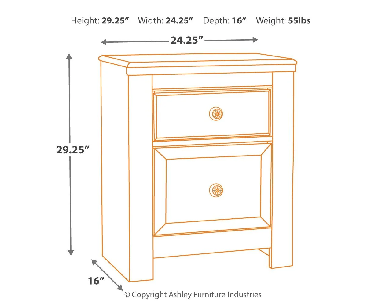 506-paxberry-two-drawer-night-stand-whitewash-6.webp Paxberry - Two Drawer Night Stand - Whitewash
