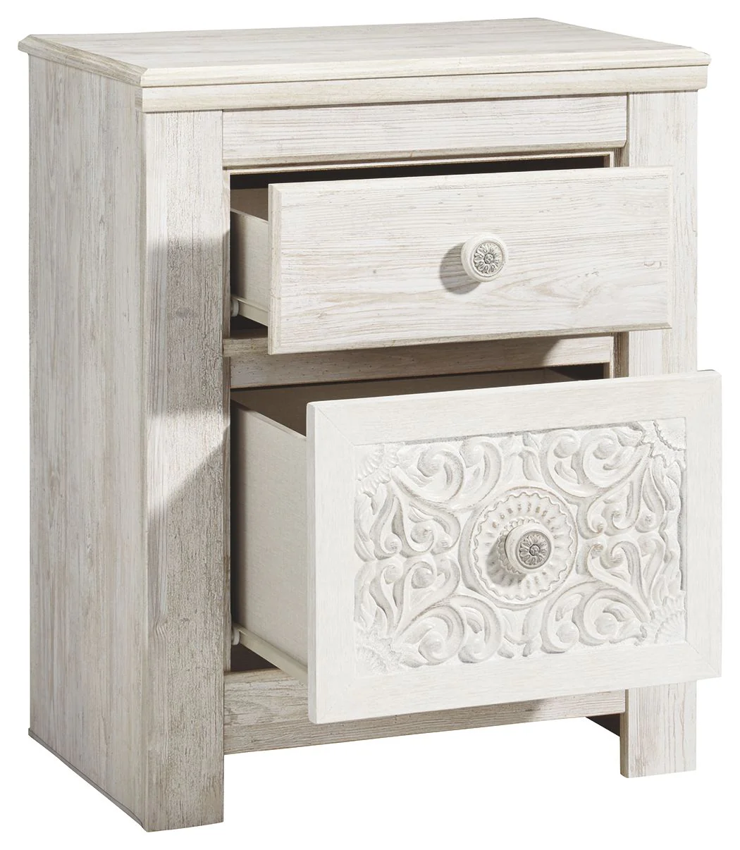 506-paxberry-two-drawer-night-stand-whitewash-8.webp Paxberry - Two Drawer Night Stand - Whitewash