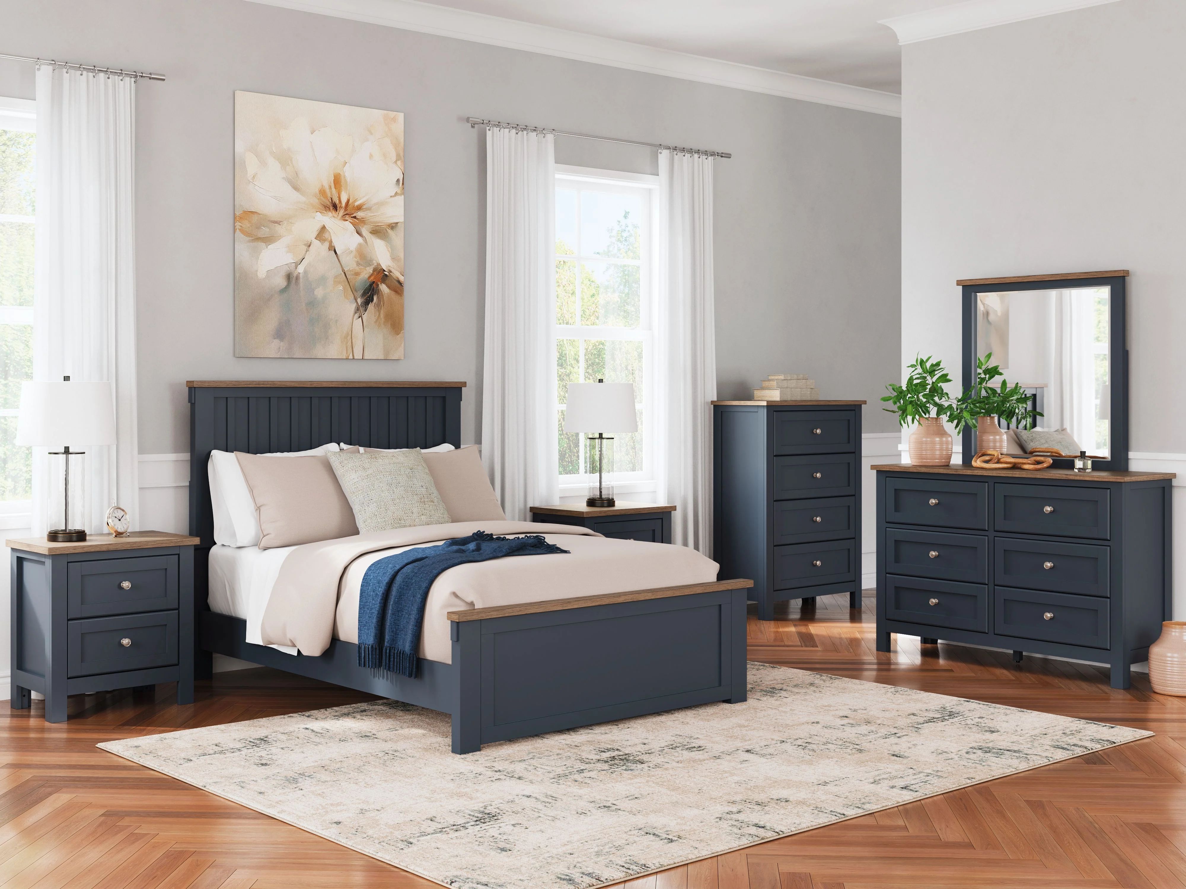 5106-landocken-two-drawer-night-stand-brown-blue-3.webp Landocken - Two Drawer Night Stand - Brown / Blue