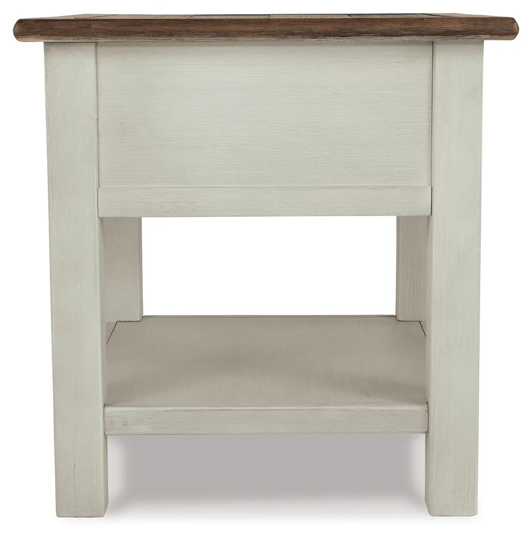 Bolanburg - Rectangular End Table - White / Brown / Beige