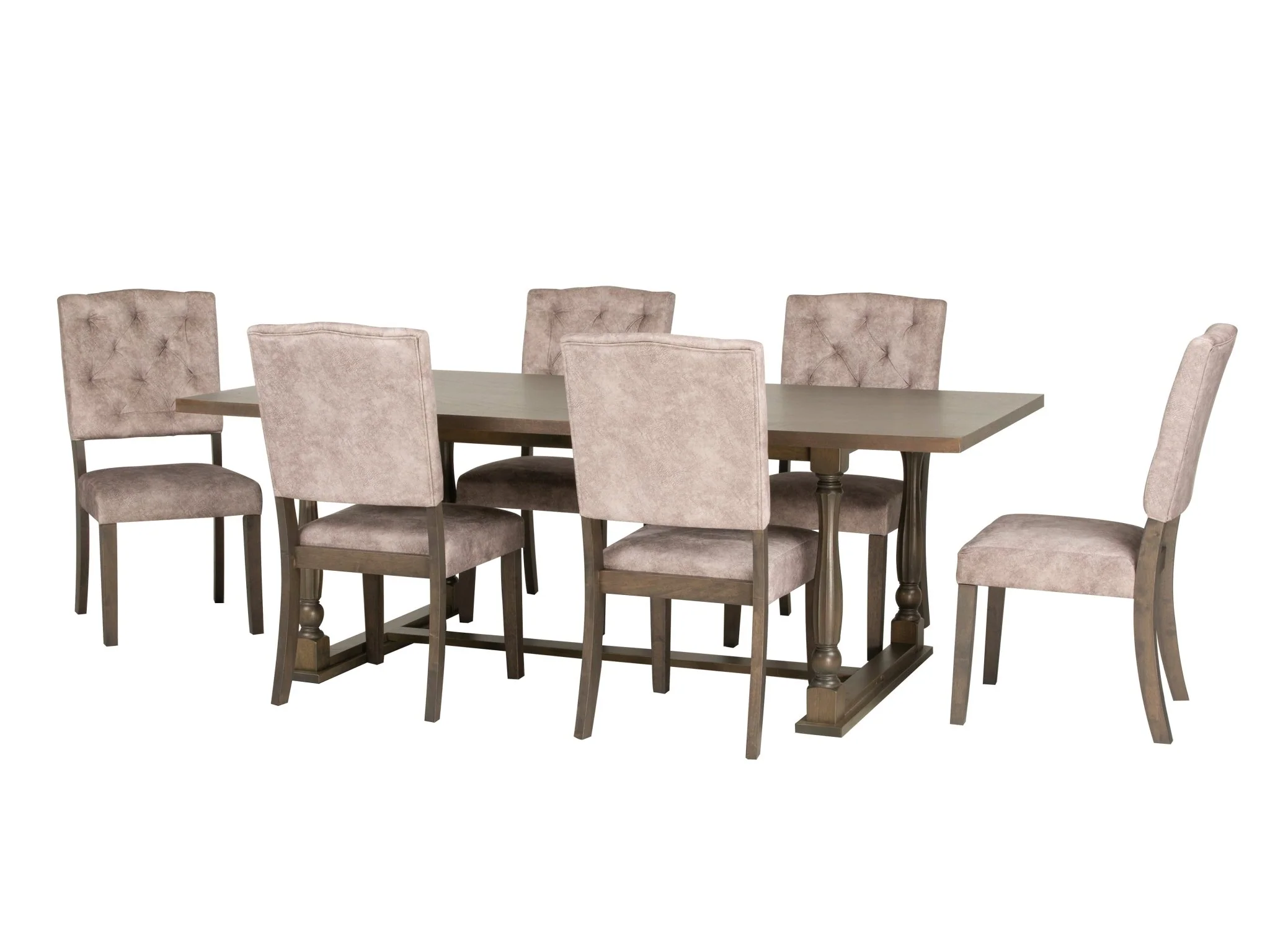 Greystone 7-Piece Dining Room Set with Upholstered Tufted Chairs