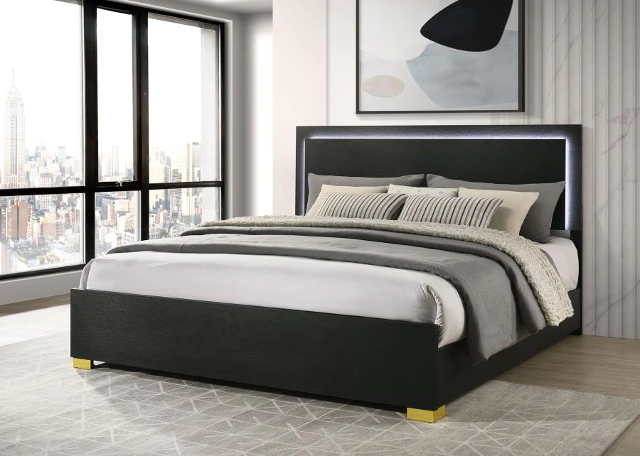 Marceline - Wood LED Panel Bed