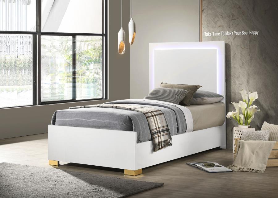 Marceline - Wood LED Panel Bed