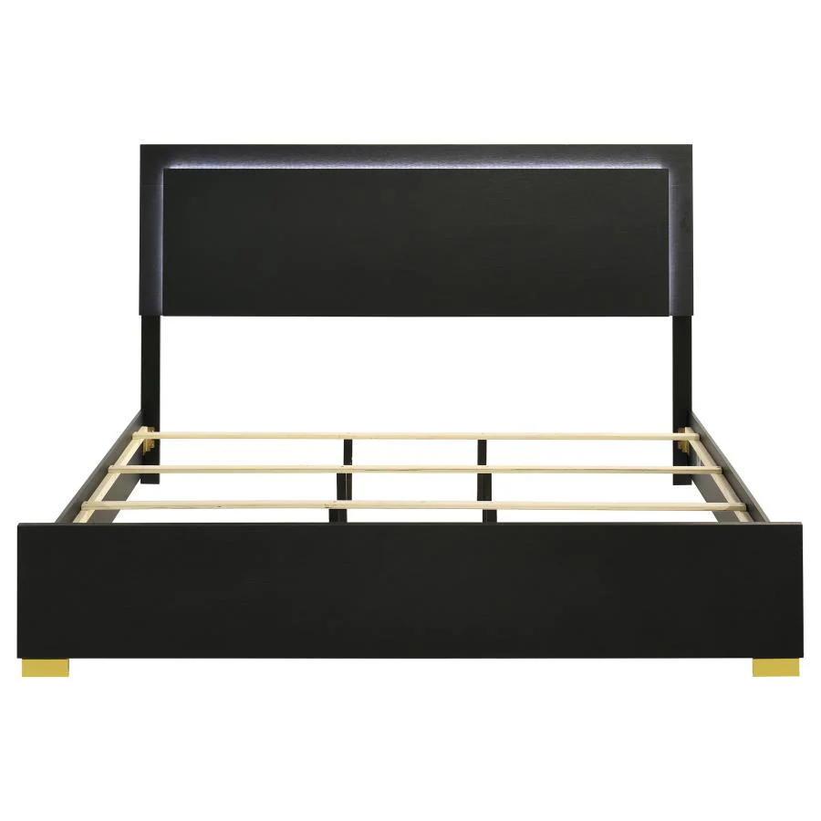 Marceline - Wood LED Panel Bed