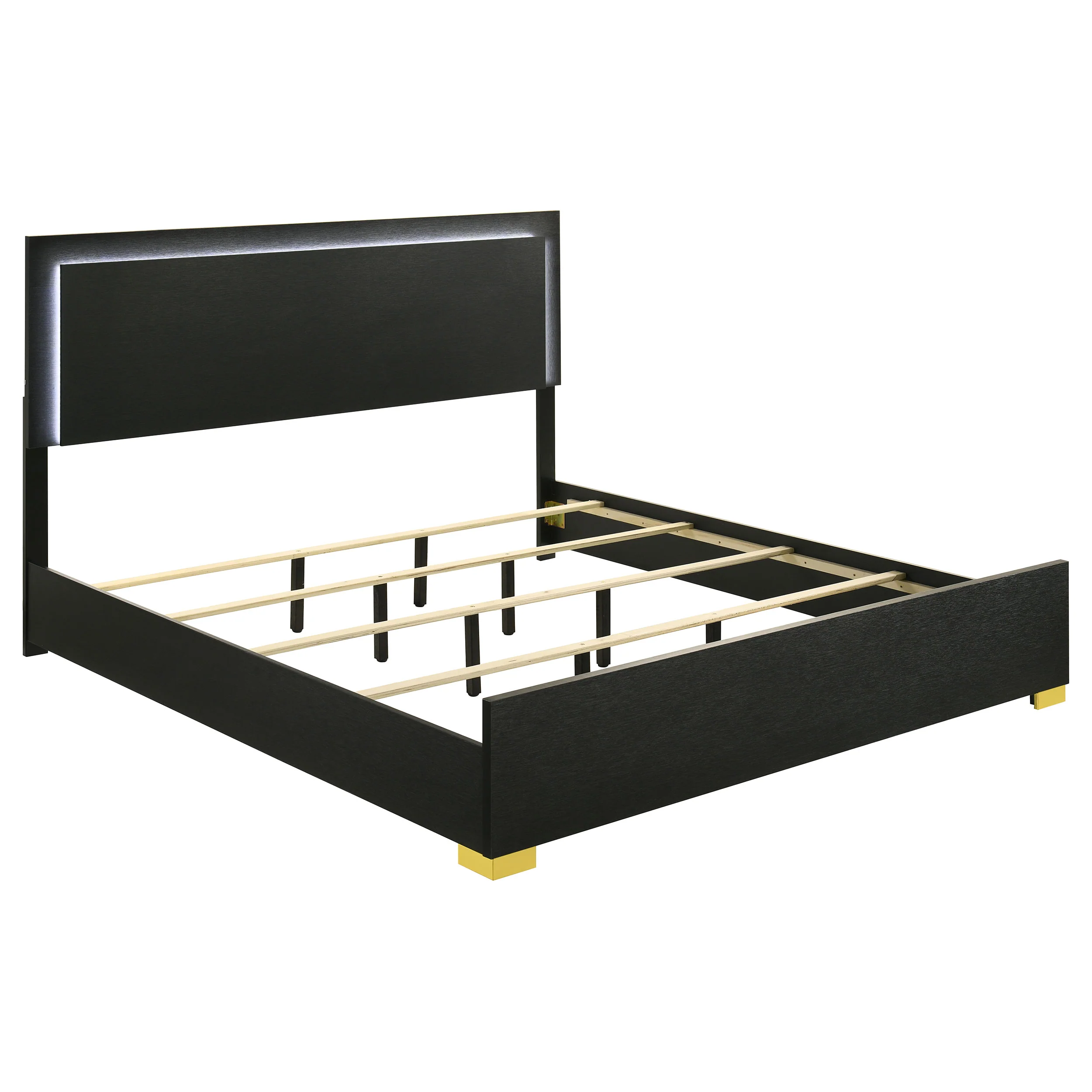 Marceline - Wood LED Panel Bed