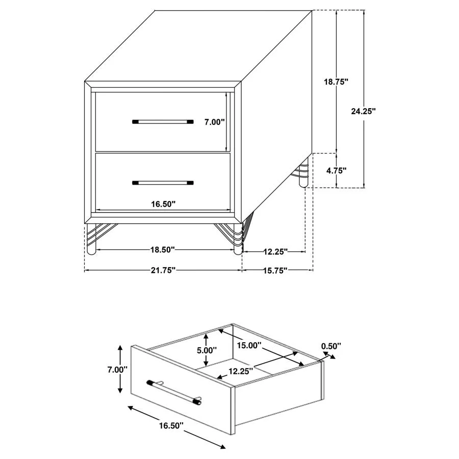 Lucia - 2-Drawer Nightstand - White