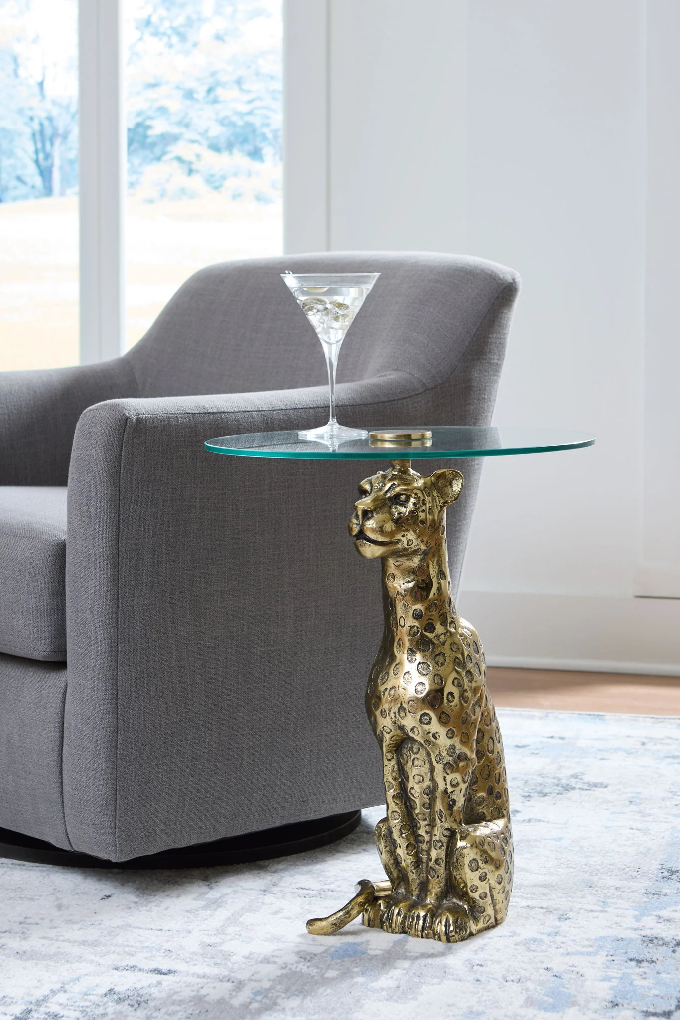 Vallain - Accent Table - Antique Gold Finish