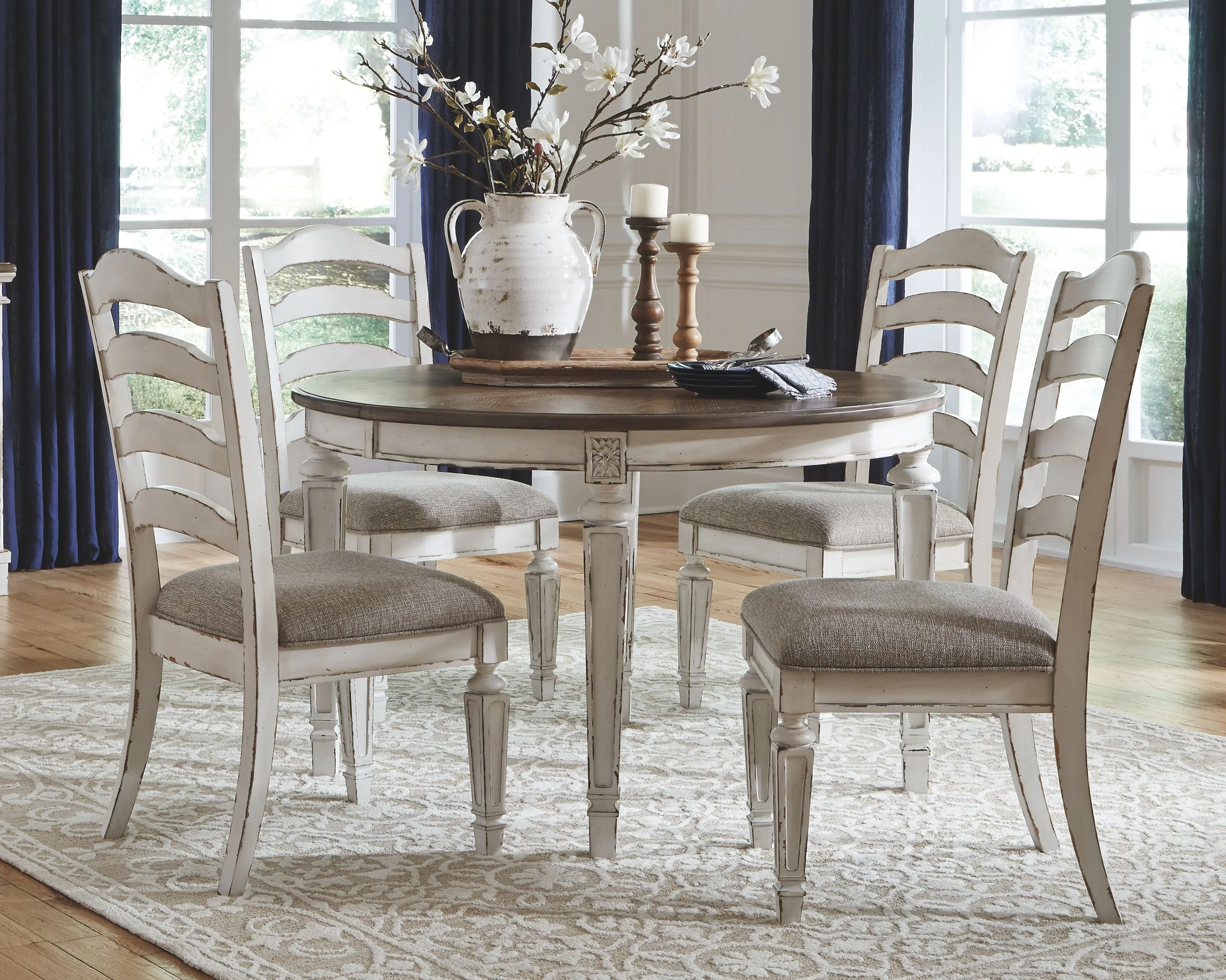 5454-realyn-dining-uph-side-chair-set-of-2-ladderback-chipped-white-10.webp Realyn - Dining UPH Side Chair (Set of 2) - Ladderback - Chipped White