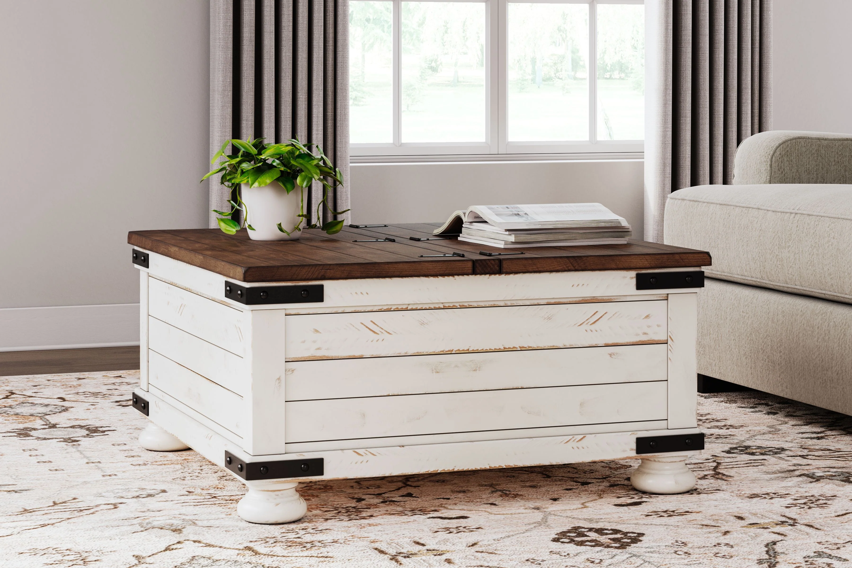 5456-wystfield-cocktail-table-with-storage-white-brown-8.webp Wystfield - Cocktail Table with Storage - White / Brown