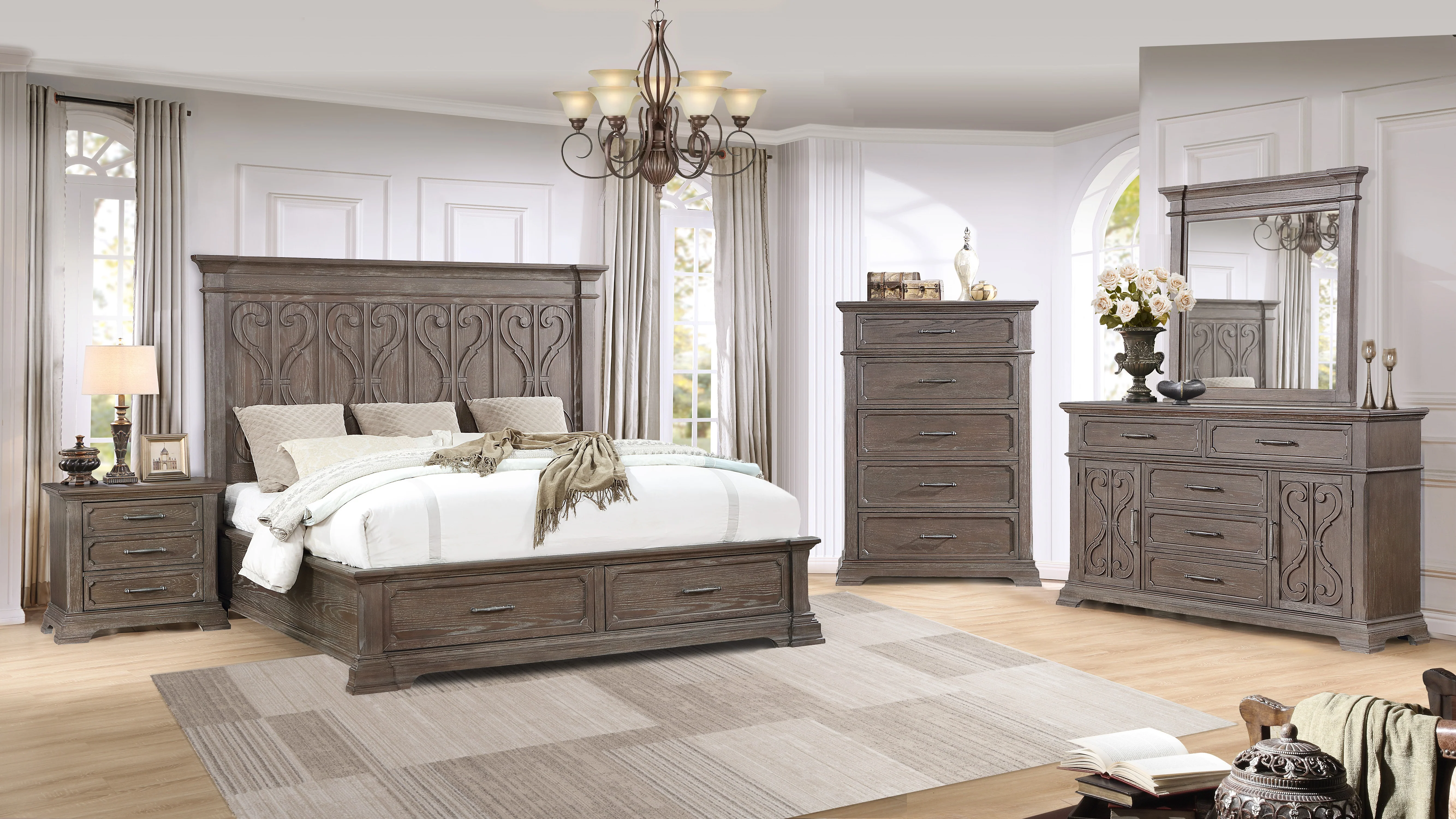 Reclaimed Grey Oak 5-Drawer Bedroom Chest