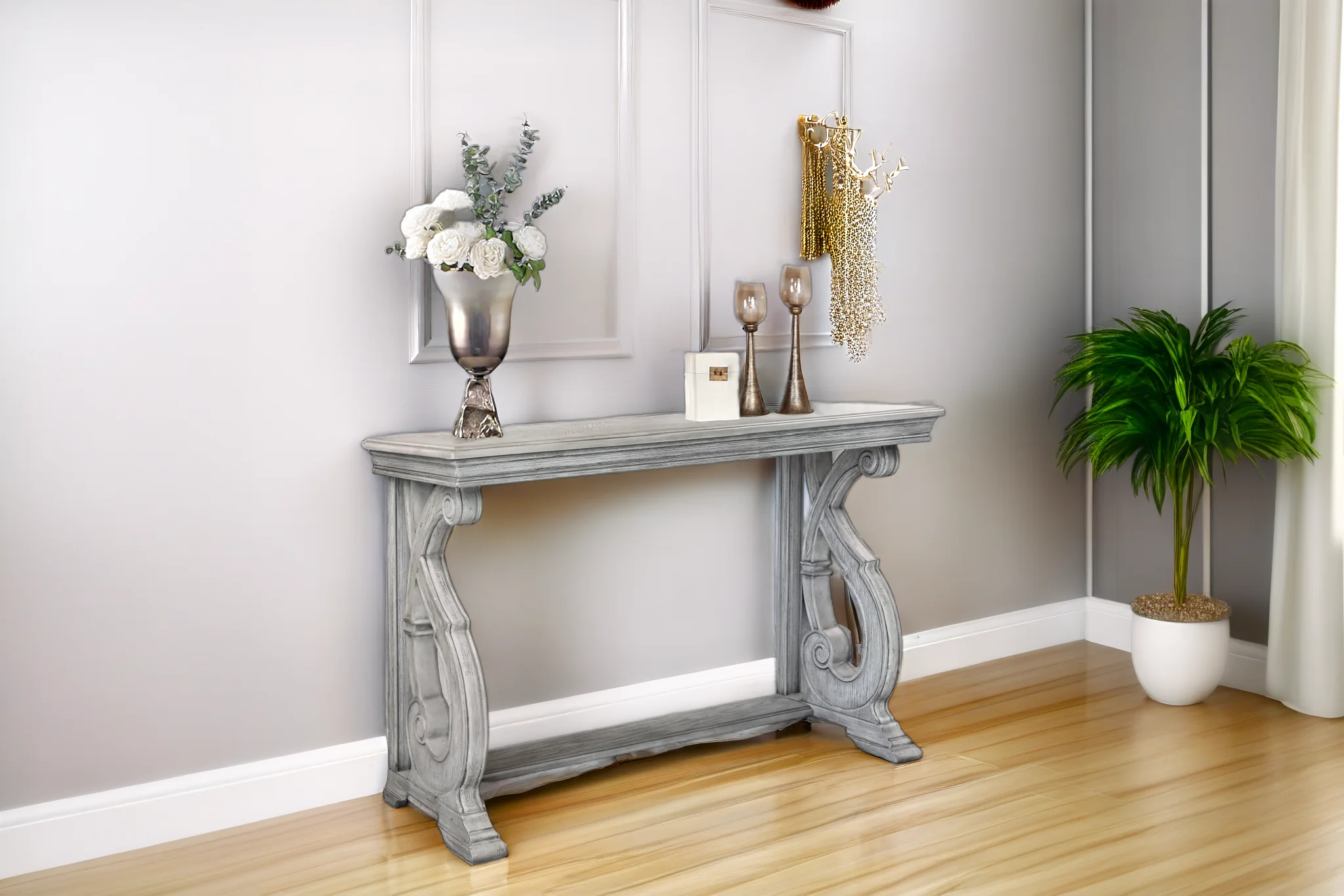 549-antique-gray-carved-sofa-table-console-table-1.webp Antique Gray Carved Sofa Table / Console Table