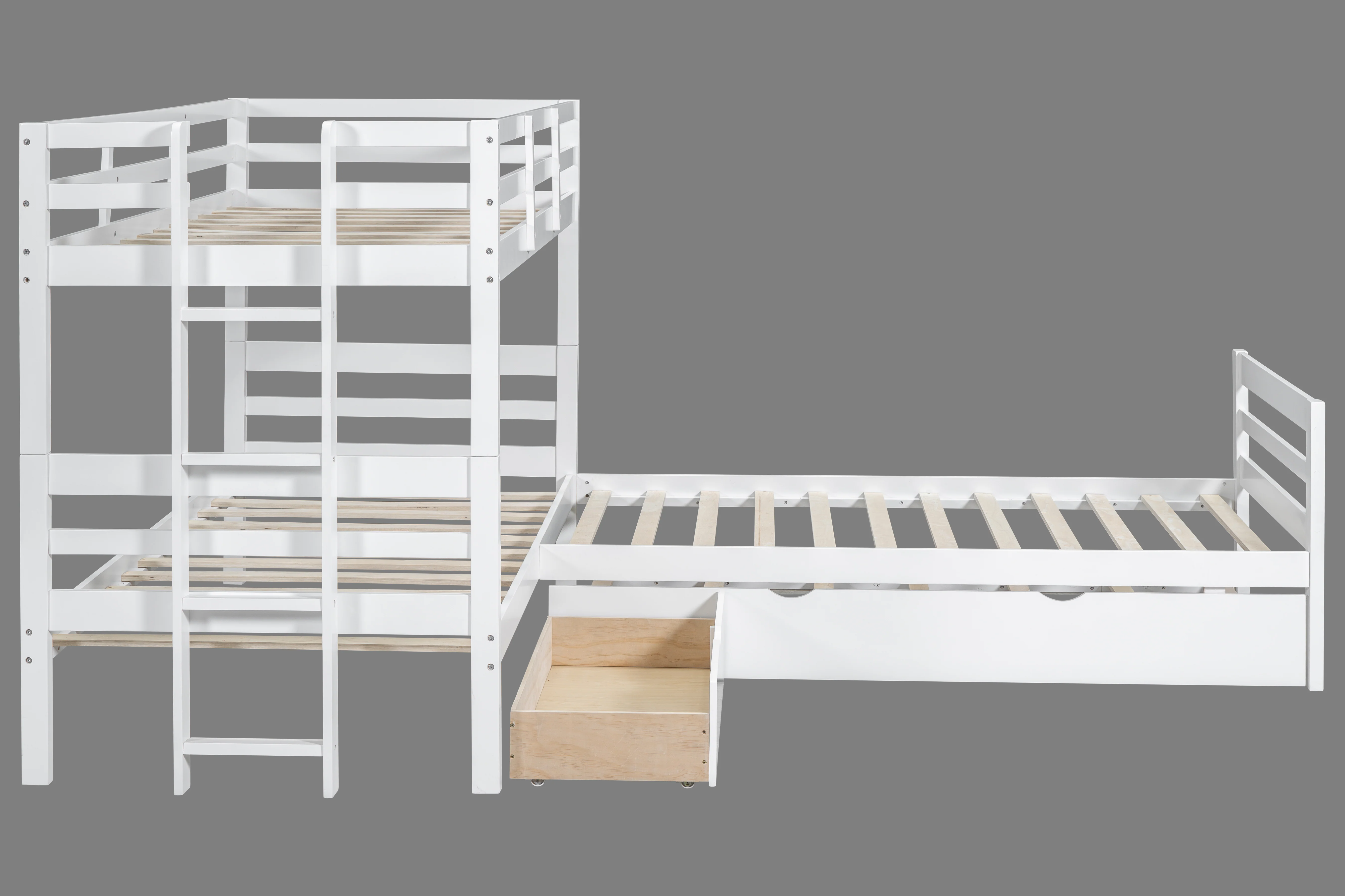 Triple Bunkbed With Trundle And Drawers (Twin Size)
