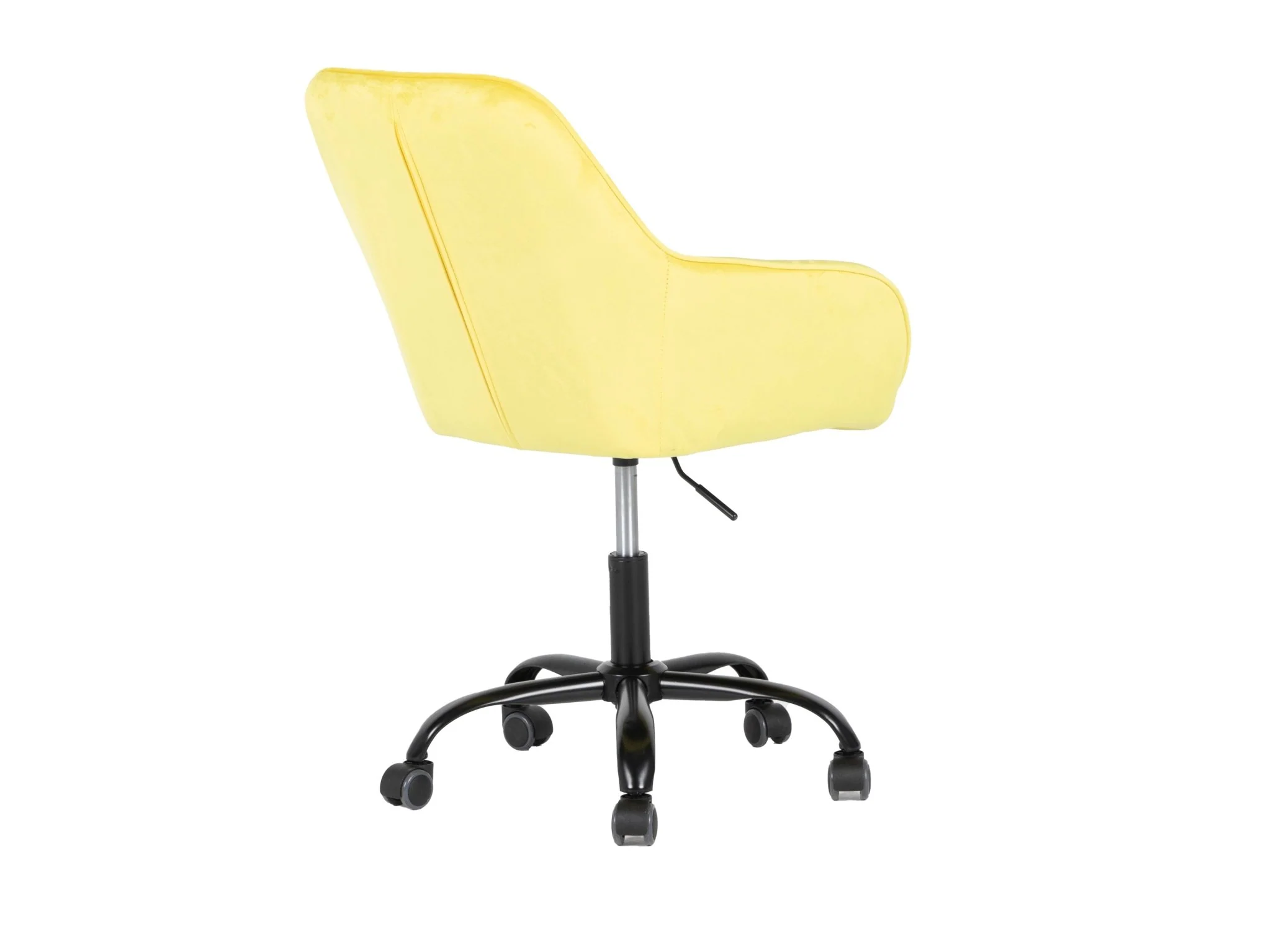 Modern Yellow Velvet Diamond Tufted Swivel Office Chair with Black Caster Base