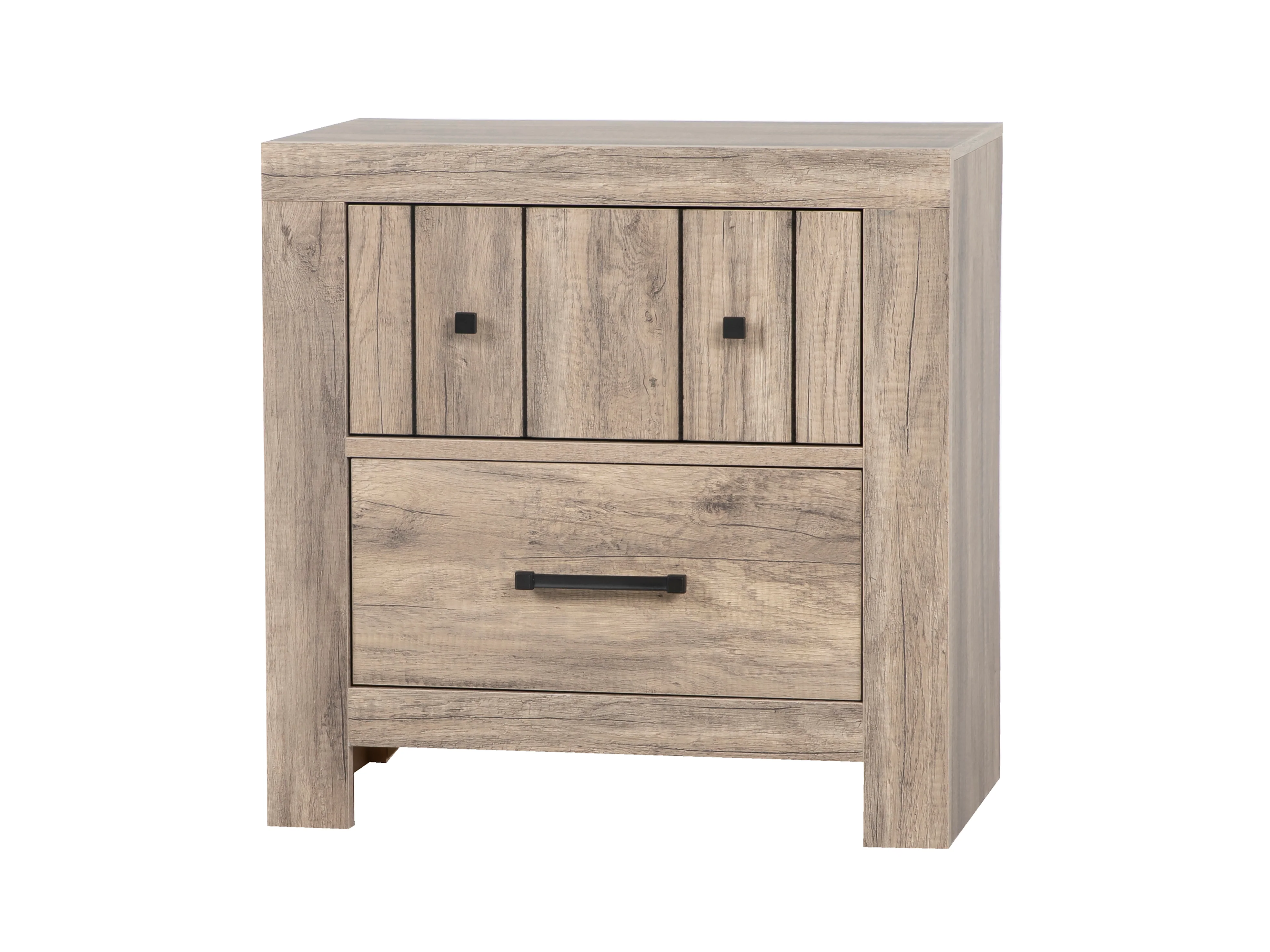 555-modern-rustic-2-drawer-nightstand-with-distressed-wood-finish-1.webp Modern Rustic 2-Drawer Nightstand with Distressed Wood Finish