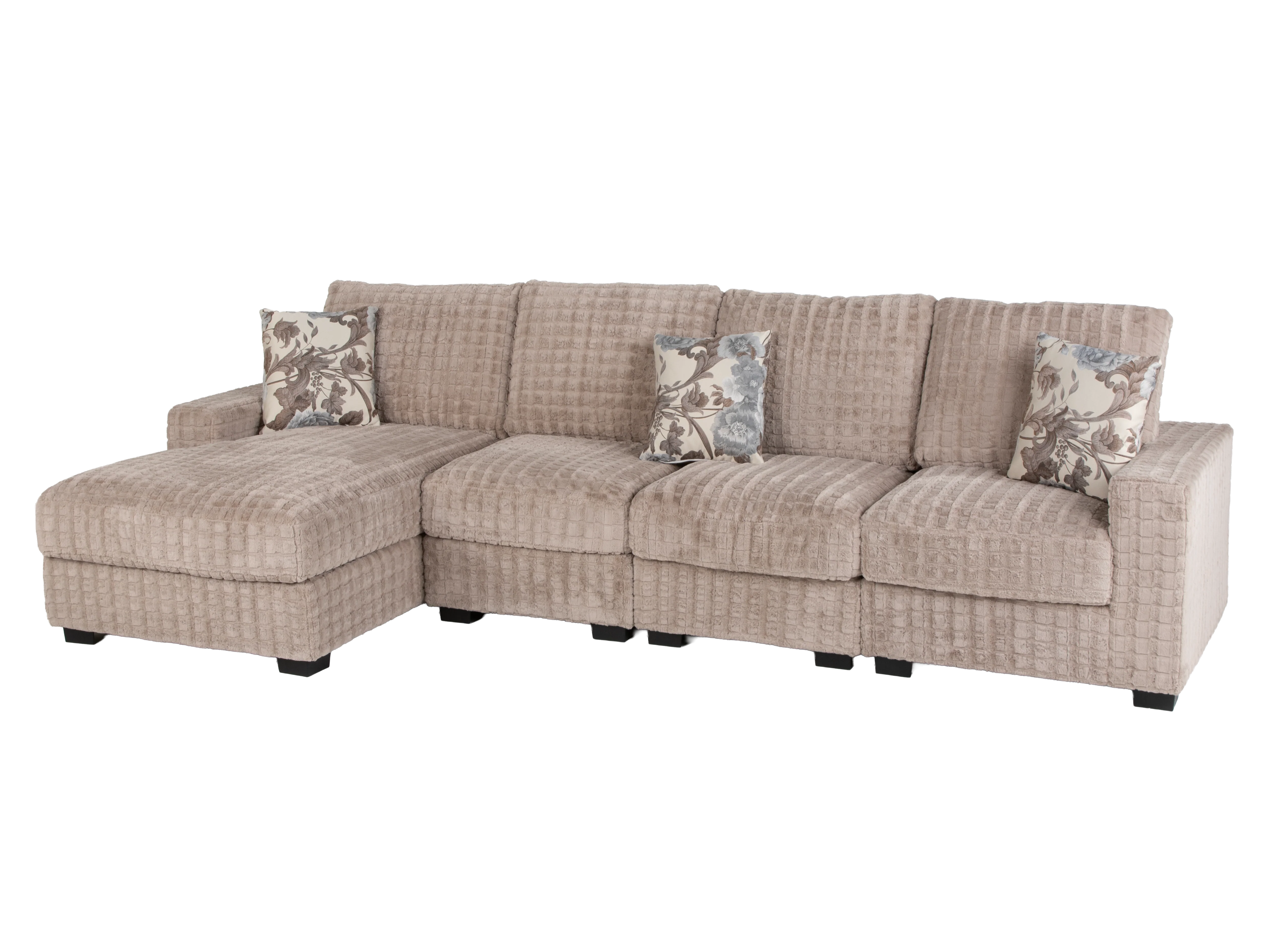 Yopin Dark Beige 3-Piece Sectional Sofa with Chaise and Pillows
