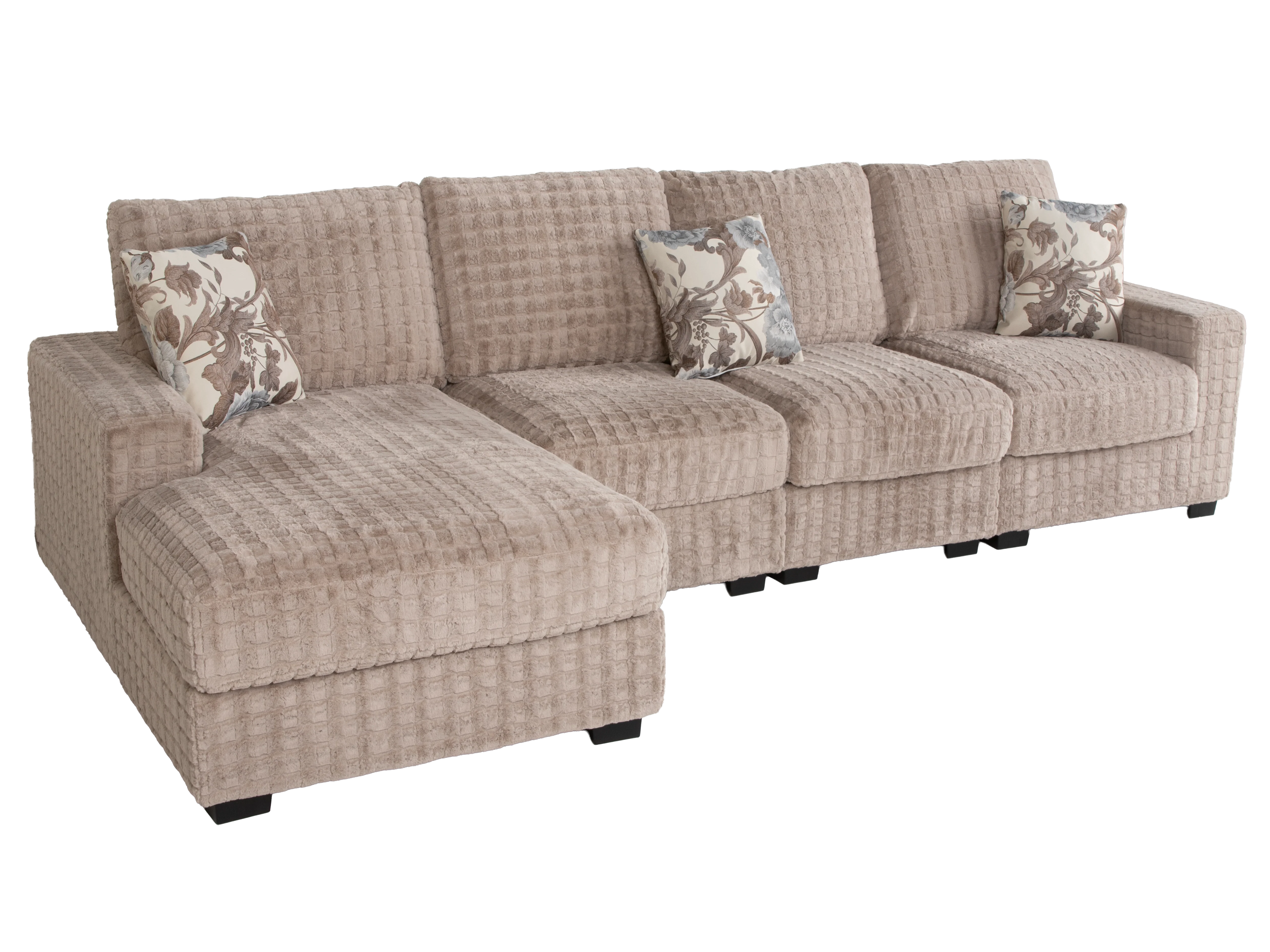 Yopin Dark Beige 3-Piece Sectional Sofa with Chaise and Pillows