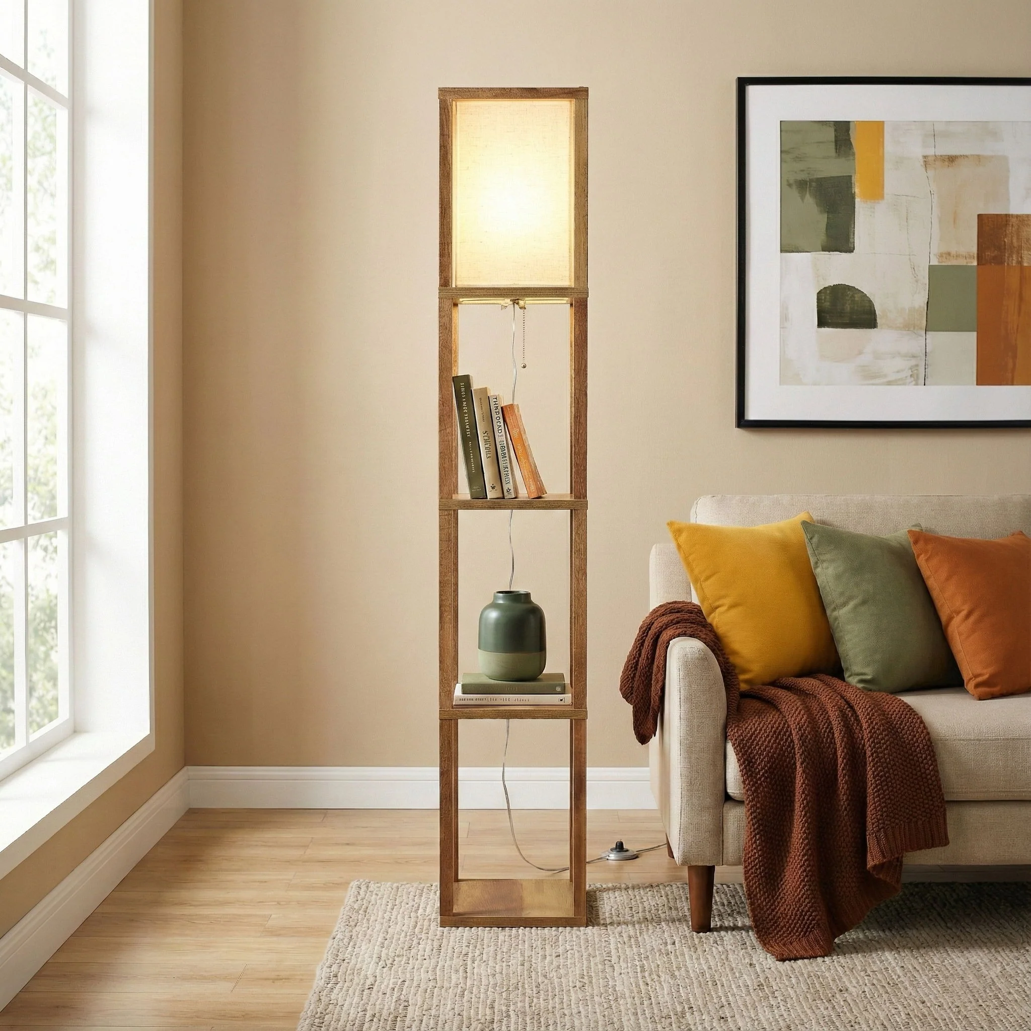 5609-pinnacle-shelf-floor-lamp-for-bedroom-living-room-long-shade-natural-wood-white-6.webp Pinnacle - Shelf Floor Lamp For Bedroom / Living Room, Long Shade - Natural Wood / White