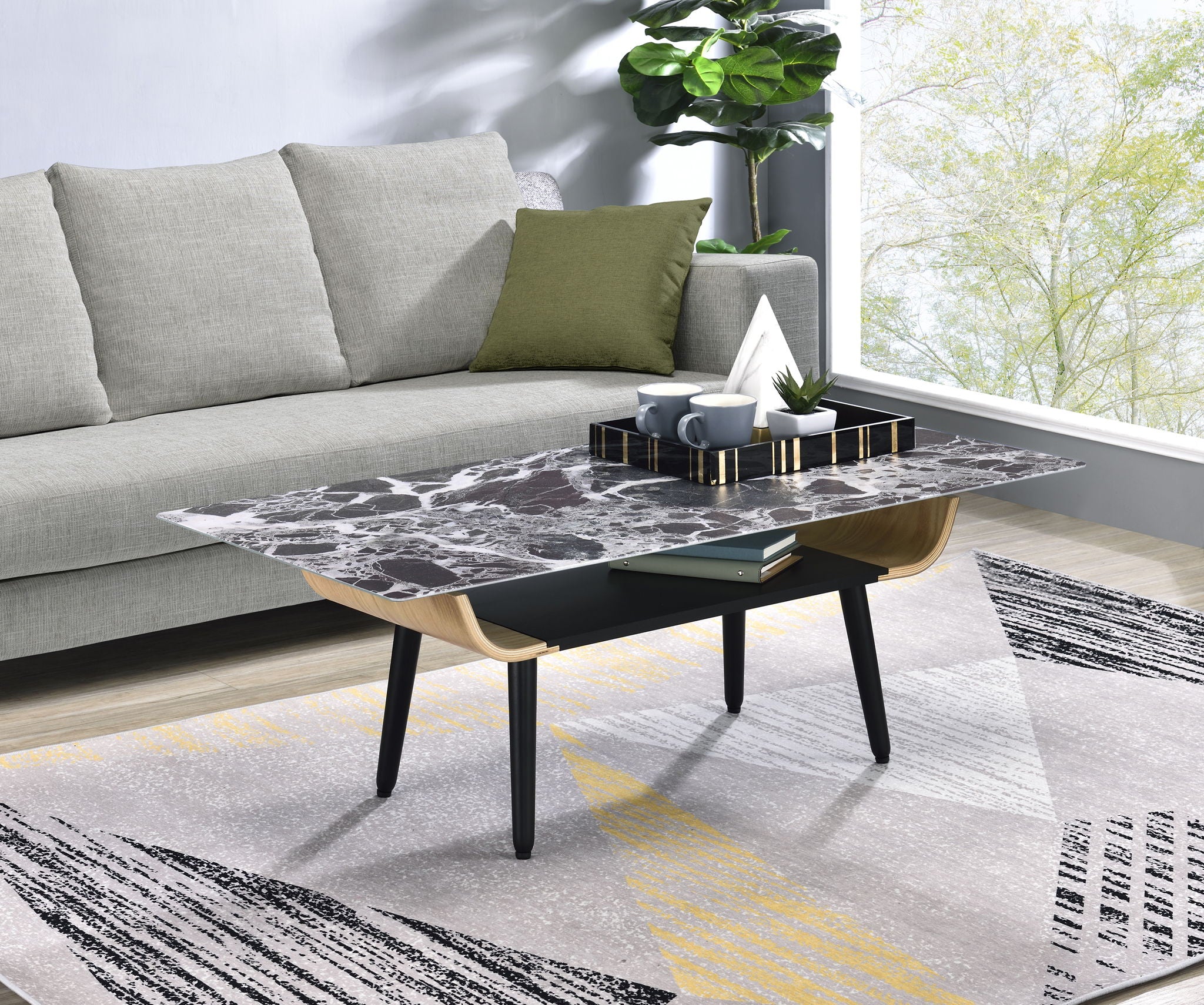 5610-landon-coffee-table-with-glass-marble-texture-top-and-bent-wood-design-2.jpg Landon - Coffee Table With Glass Marble Texture Top And Bent Wood Design