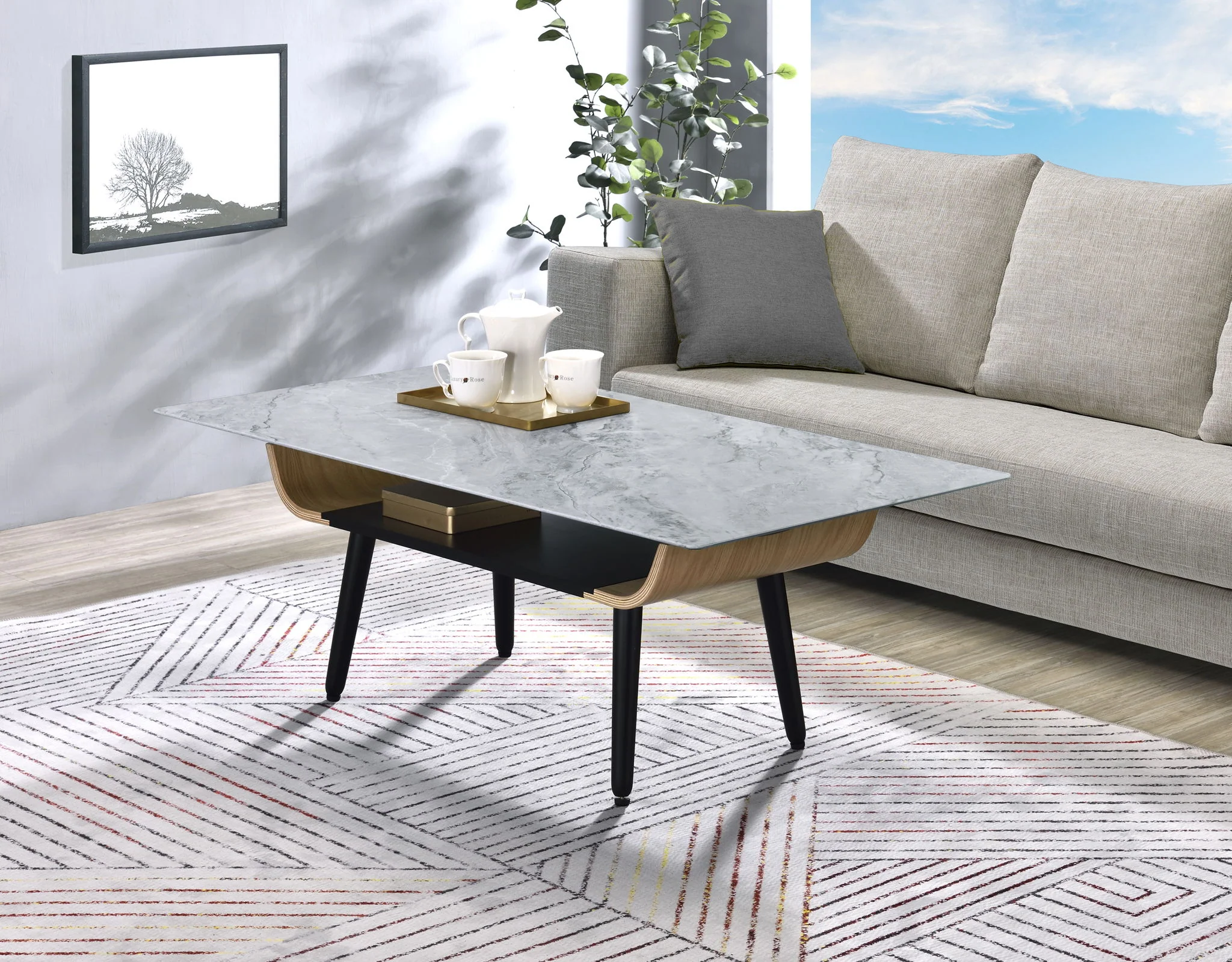 5610-landon-coffee-table-with-glass-marble-texture-top-and-bent-wood-design-3.webp Landon - Coffee Table With Glass Marble Texture Top And Bent Wood Design