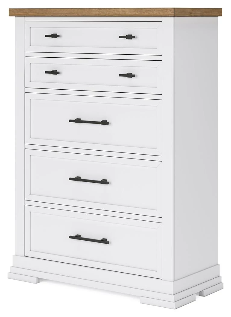 5664-ashbryn-five-drawer-chest-white-natural-4.webp Ashbryn - Five Drawer Chest - White / Natural