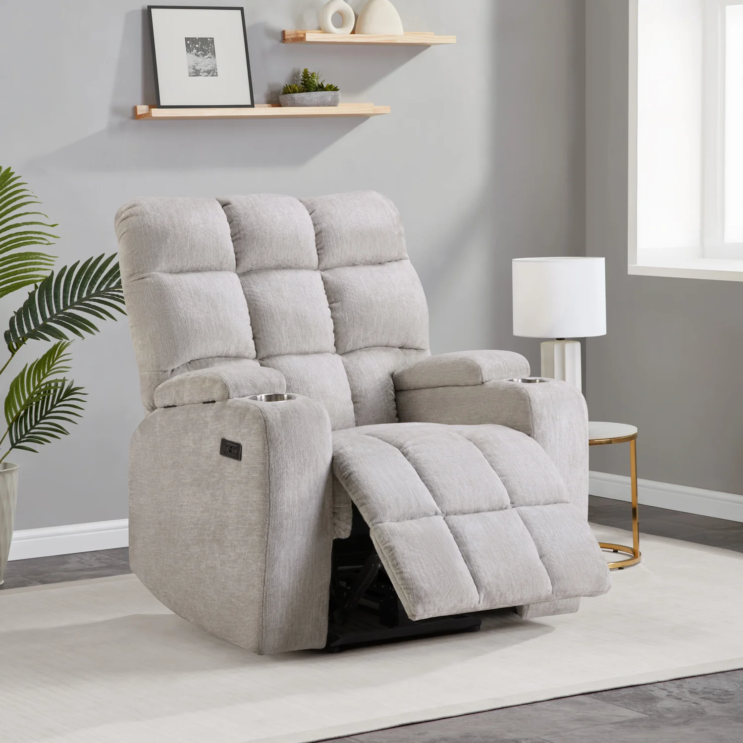 570-beige-power-recliner-with-tufted-back-armrest-cupholders-2.webp Beige Power Recliner with Tufted Back & Armrest Cupholders