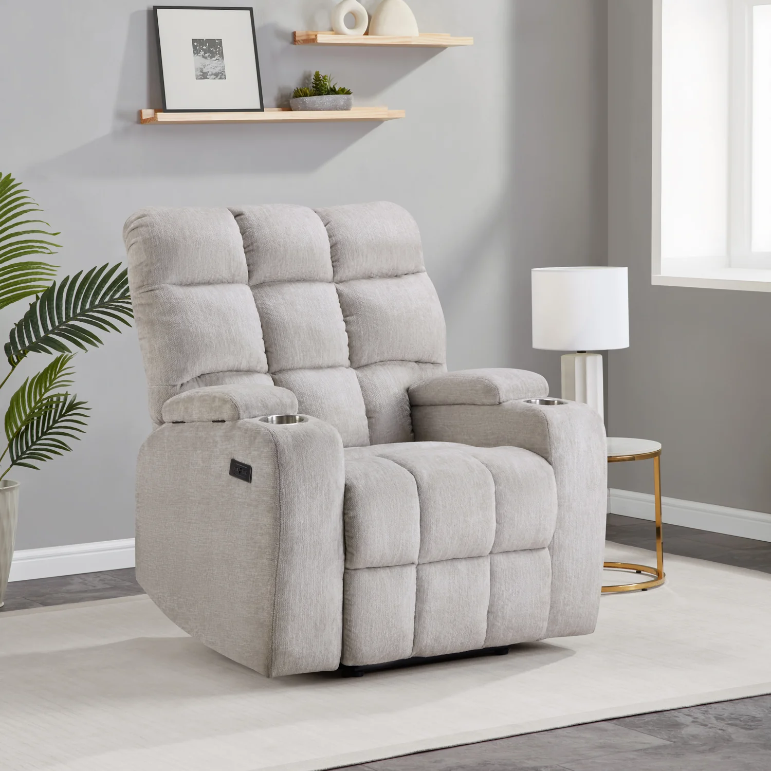 570-beige-power-recliner-with-tufted-back-armrest-cupholders-3.webp Beige Power Recliner with Tufted Back & Armrest Cupholders