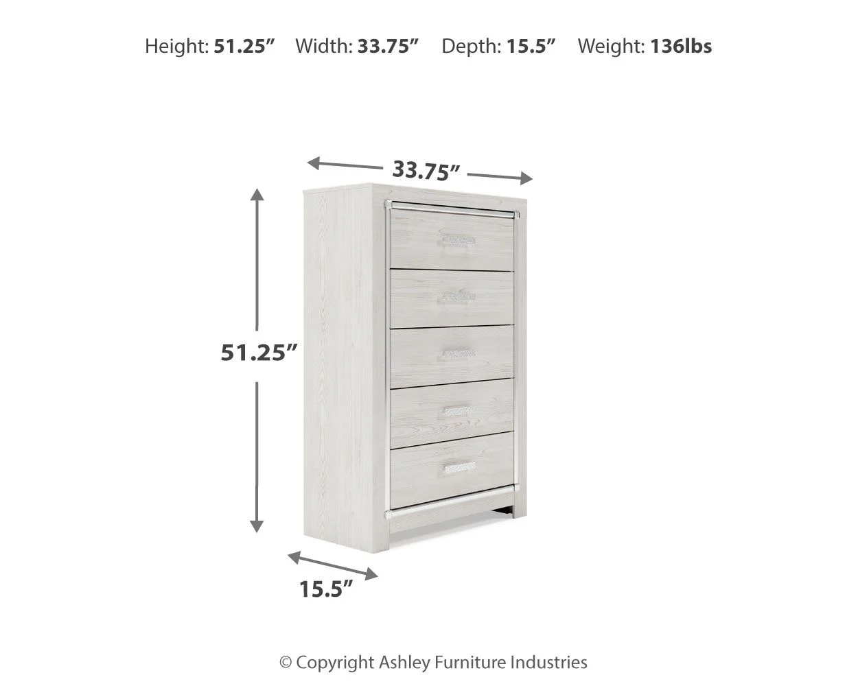 5861-altyra-five-drawer-chest-white-6.webp Altyra - Five Drawer Chest - White