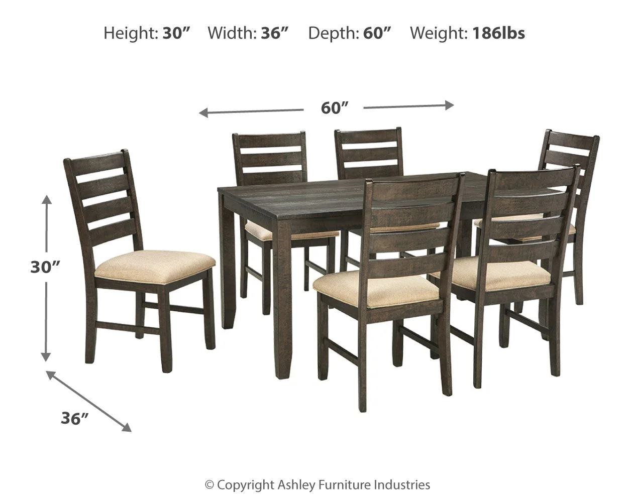 Rokane - Dining Room Table Set (Set of 7) - Brown
