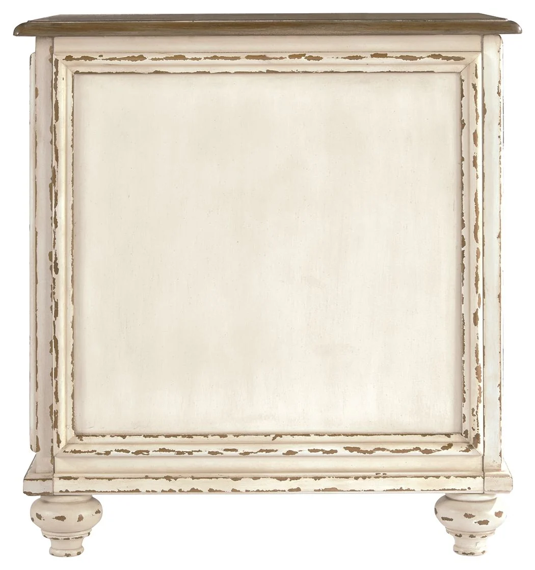 Realyn - Chair Side End Table - Insert Mirror - White / Brown