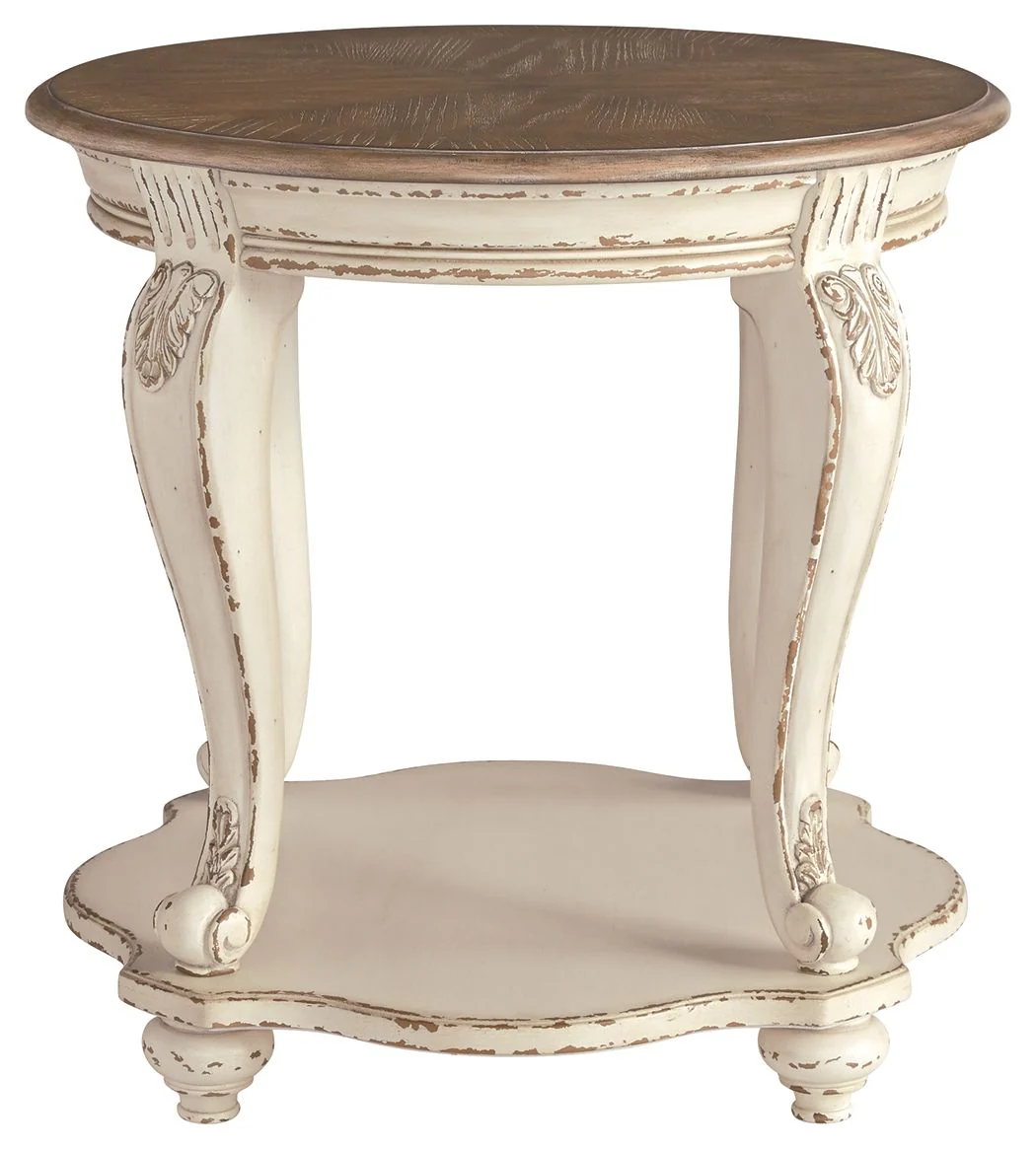 5889-realyn-round-end-table-white-brown-3.webp Realyn - Round End Table - White / Brown