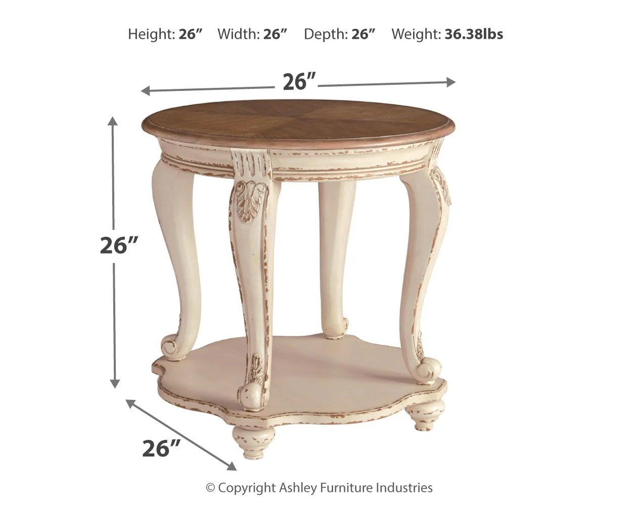 5889-realyn-round-end-table-white-brown-6.webp Realyn - Round End Table - White / Brown