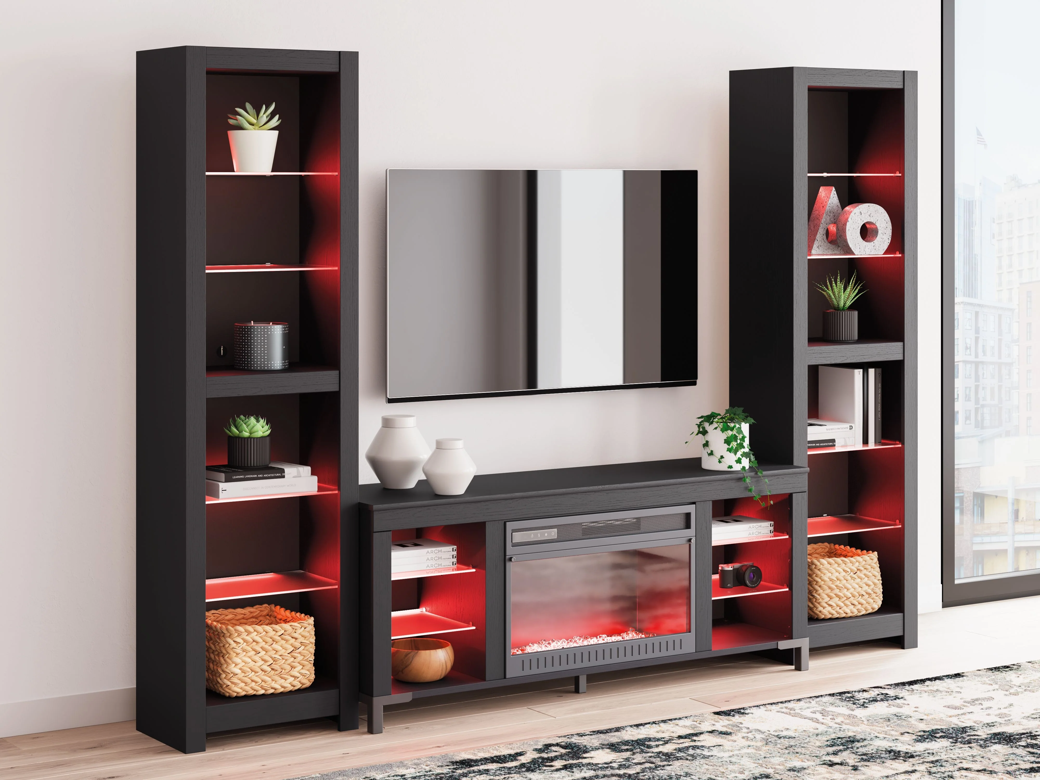 5897-cayberry-3-piece-entertainment-center-with-electric-fireplace-black-10.webp Cayberry - 3-Piece Entertainment Center With Electric Fireplace - Black